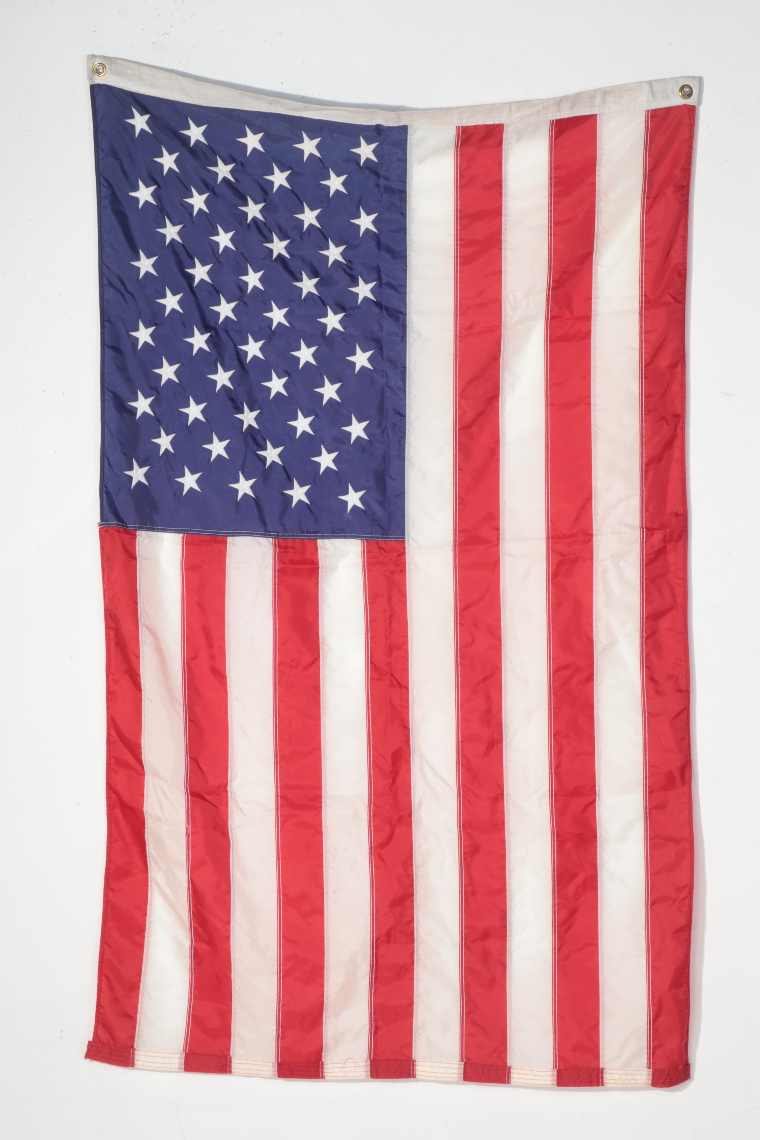 Annin and Other Fifty Star American Flags With United States Navy Flag