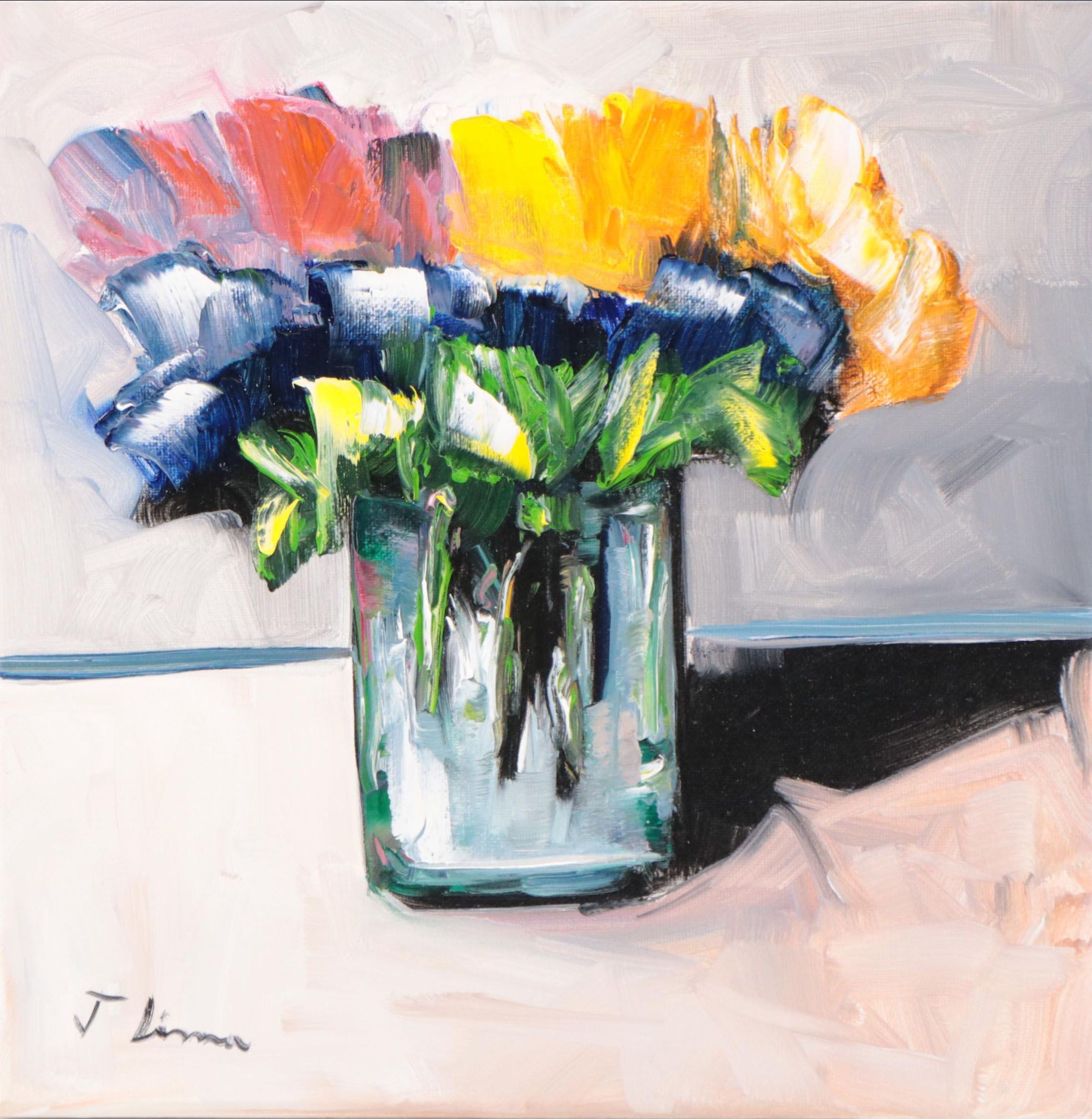 José M. Lima Floral Still Life Oil Painting, 2023