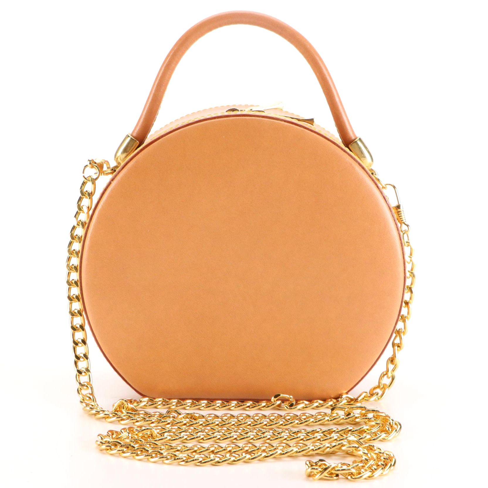 Maleci Mini Hat Box Two-Way Bag in Leather with Chain-Link Crossbody Strap
