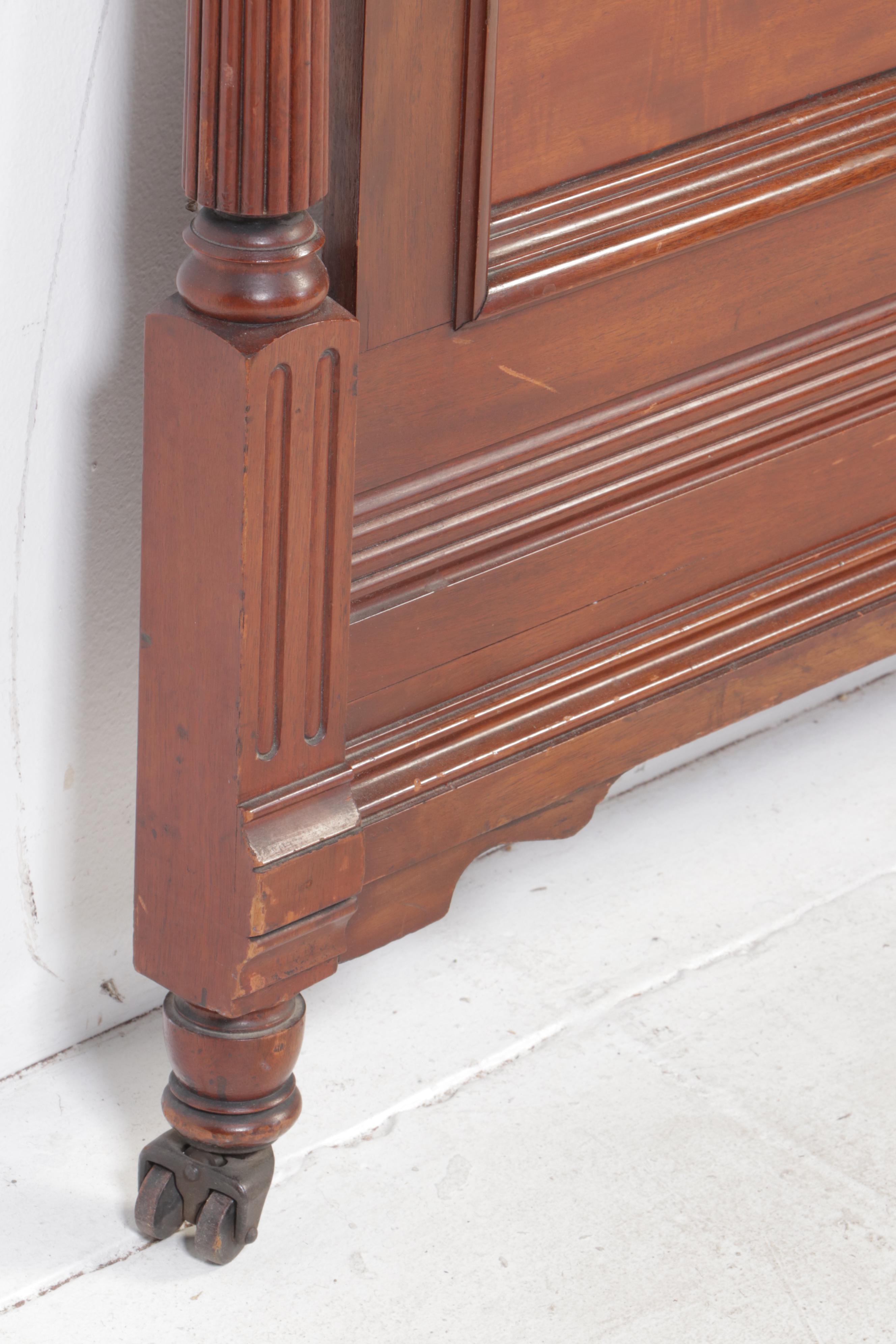 Late Victorian Carved Walnut Full Bed Frame, Early 20th Century