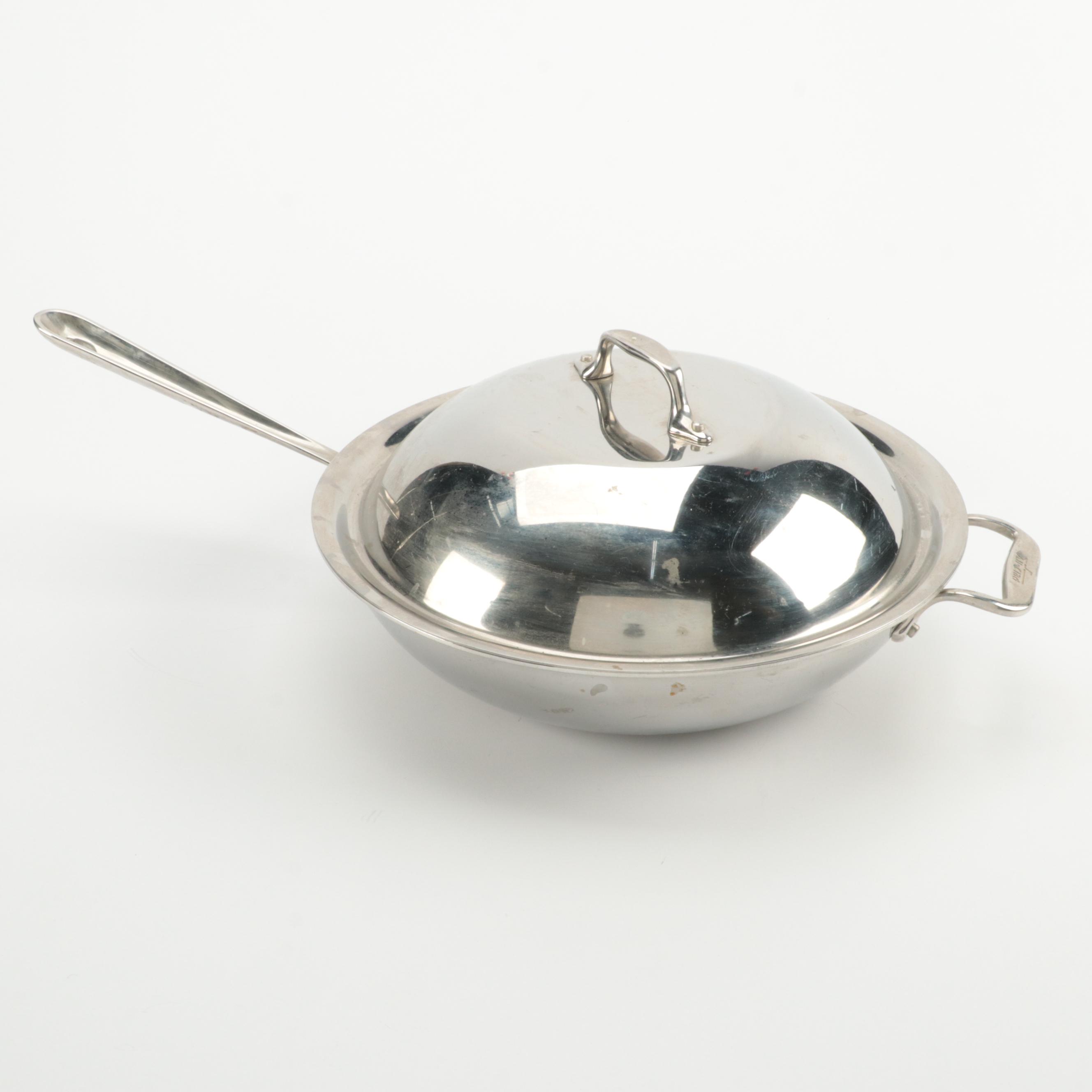 All-Clad Stainless Steel 12" Wok With Calphalon and Other Pans