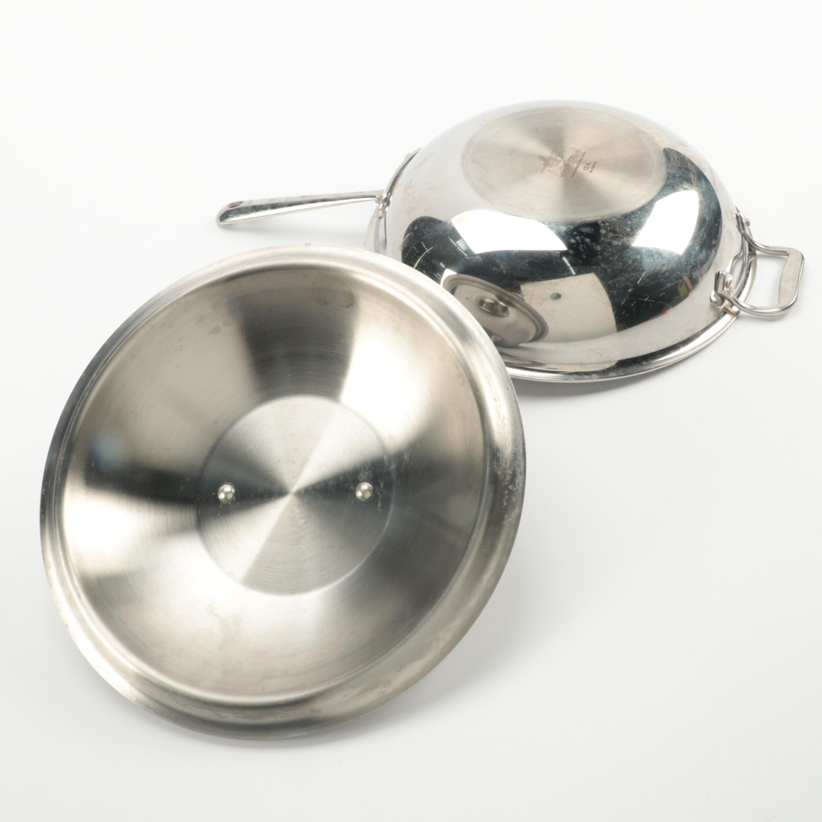 All-Clad Stainless Steel 12" Wok With Calphalon and Other Pans