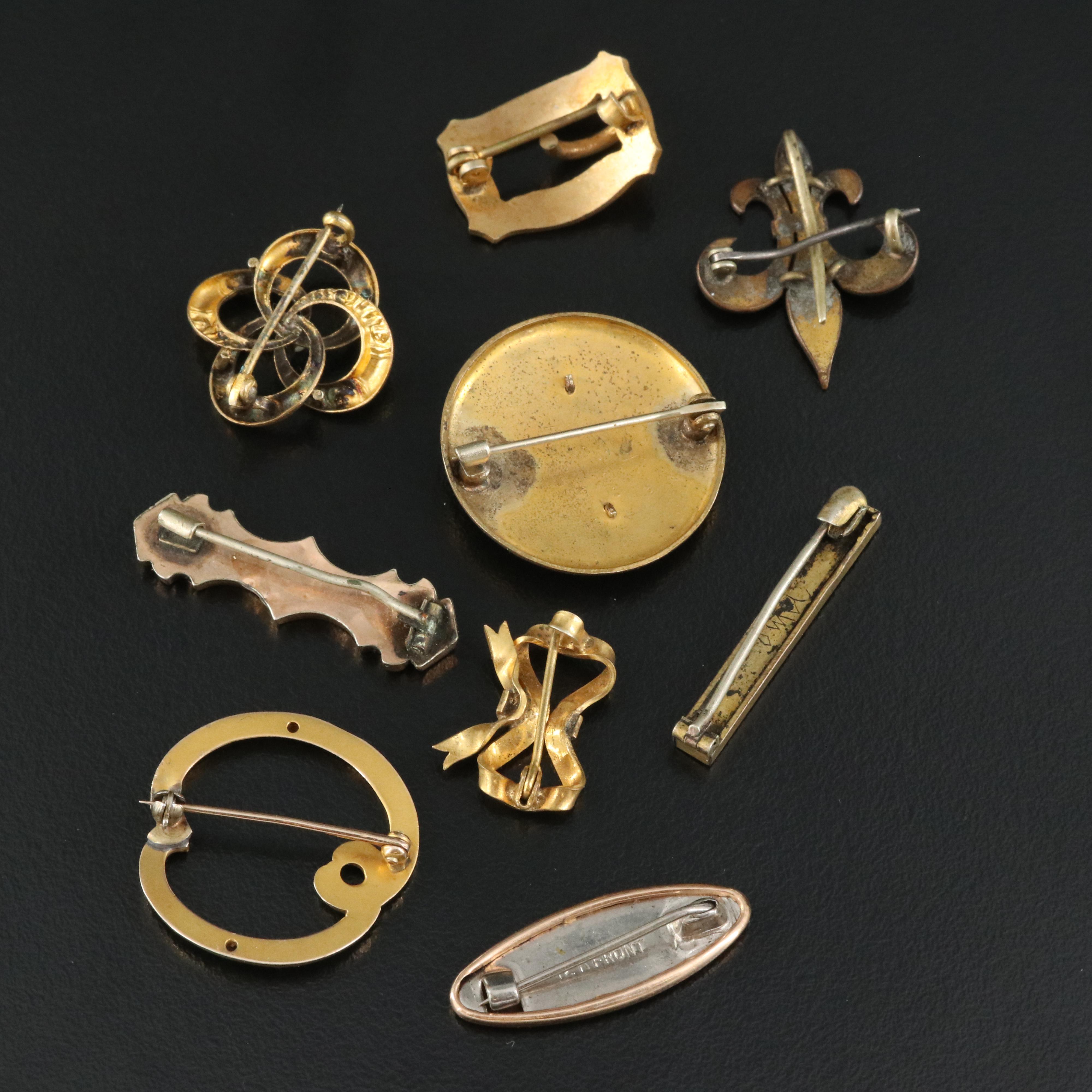 Victorian Pins Including 10K Wreath with Scatter, Lingerie and Gibson Girl