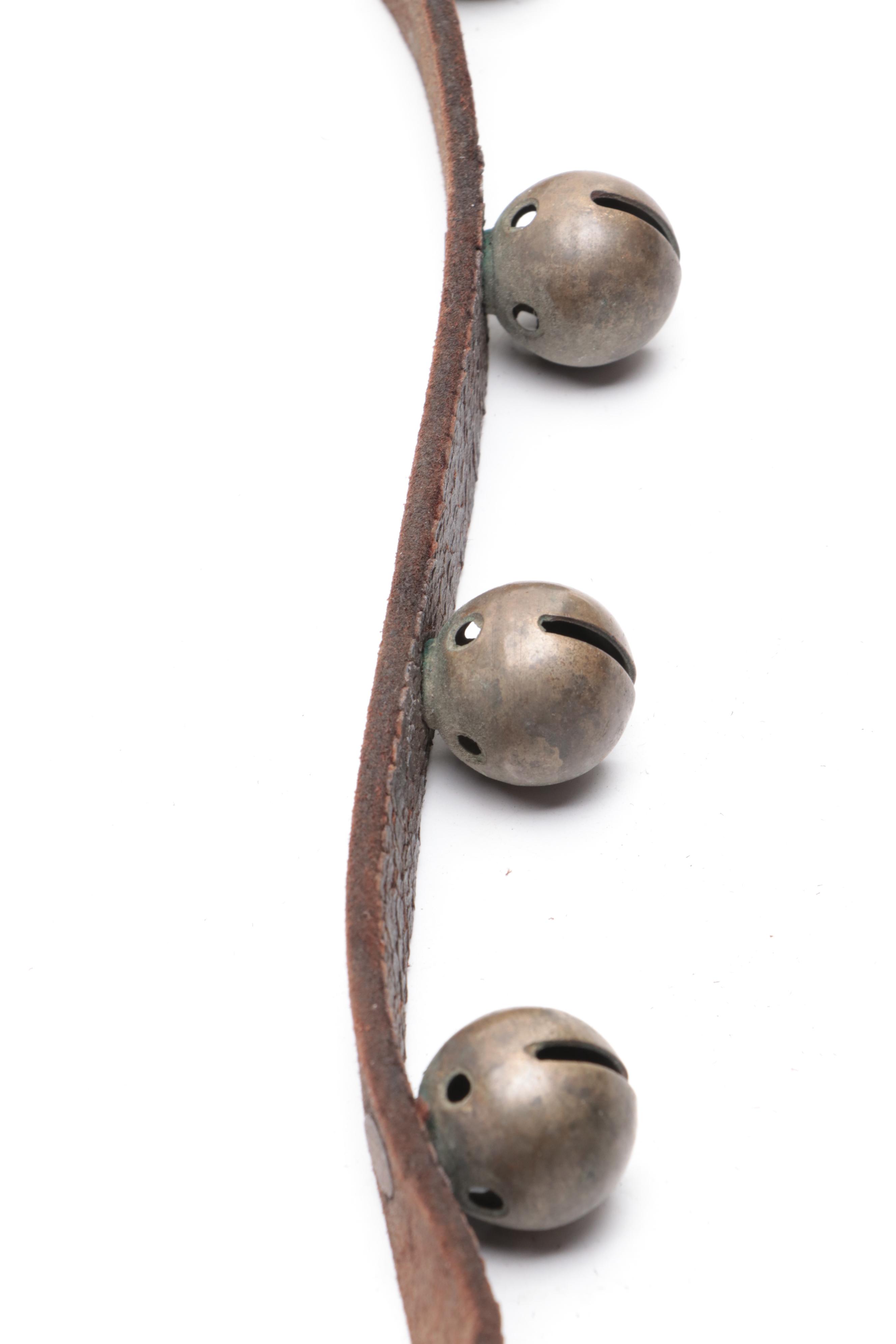 Brass Sleigh Bells on Leather Harness
