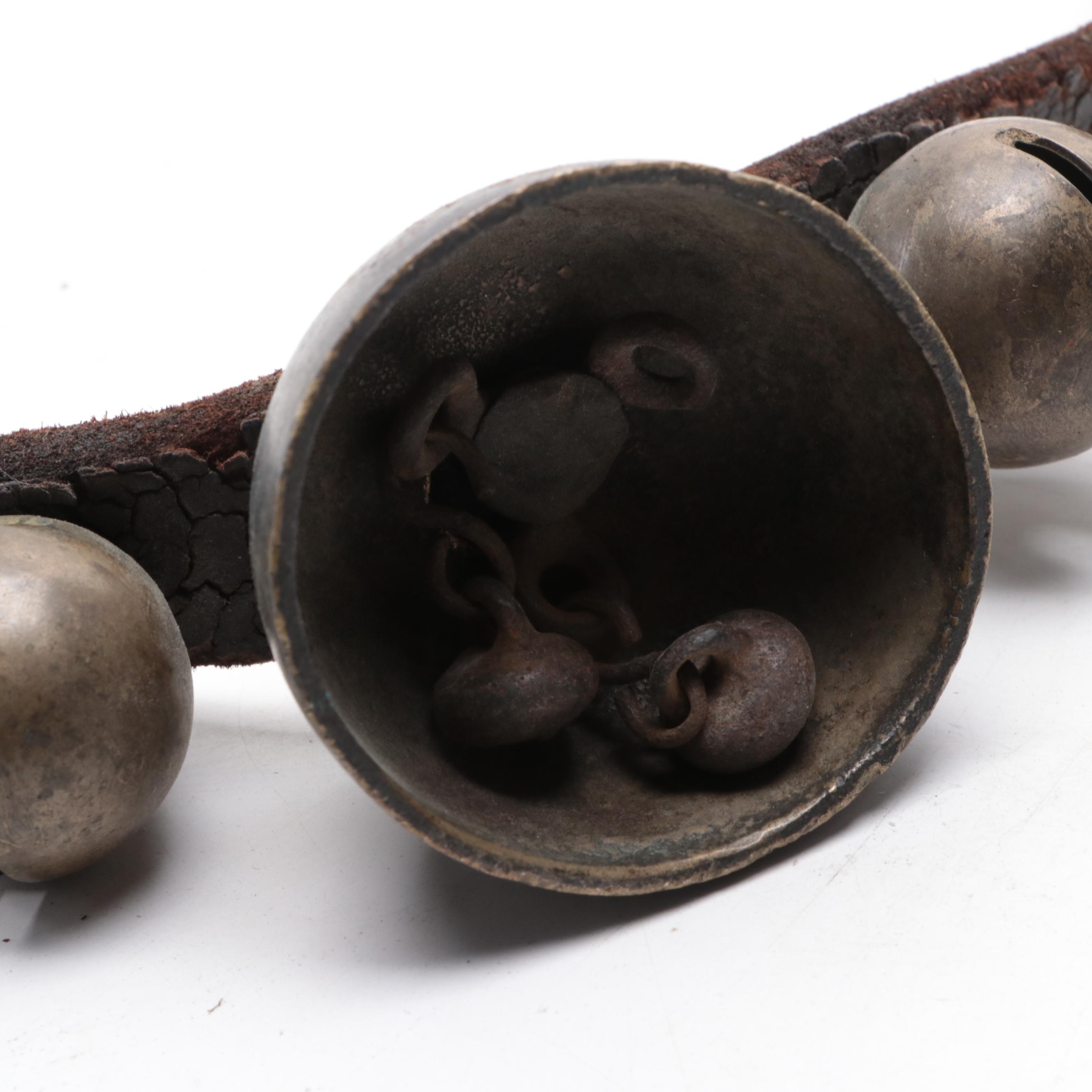 Brass Sleigh Bells on Leather Harness