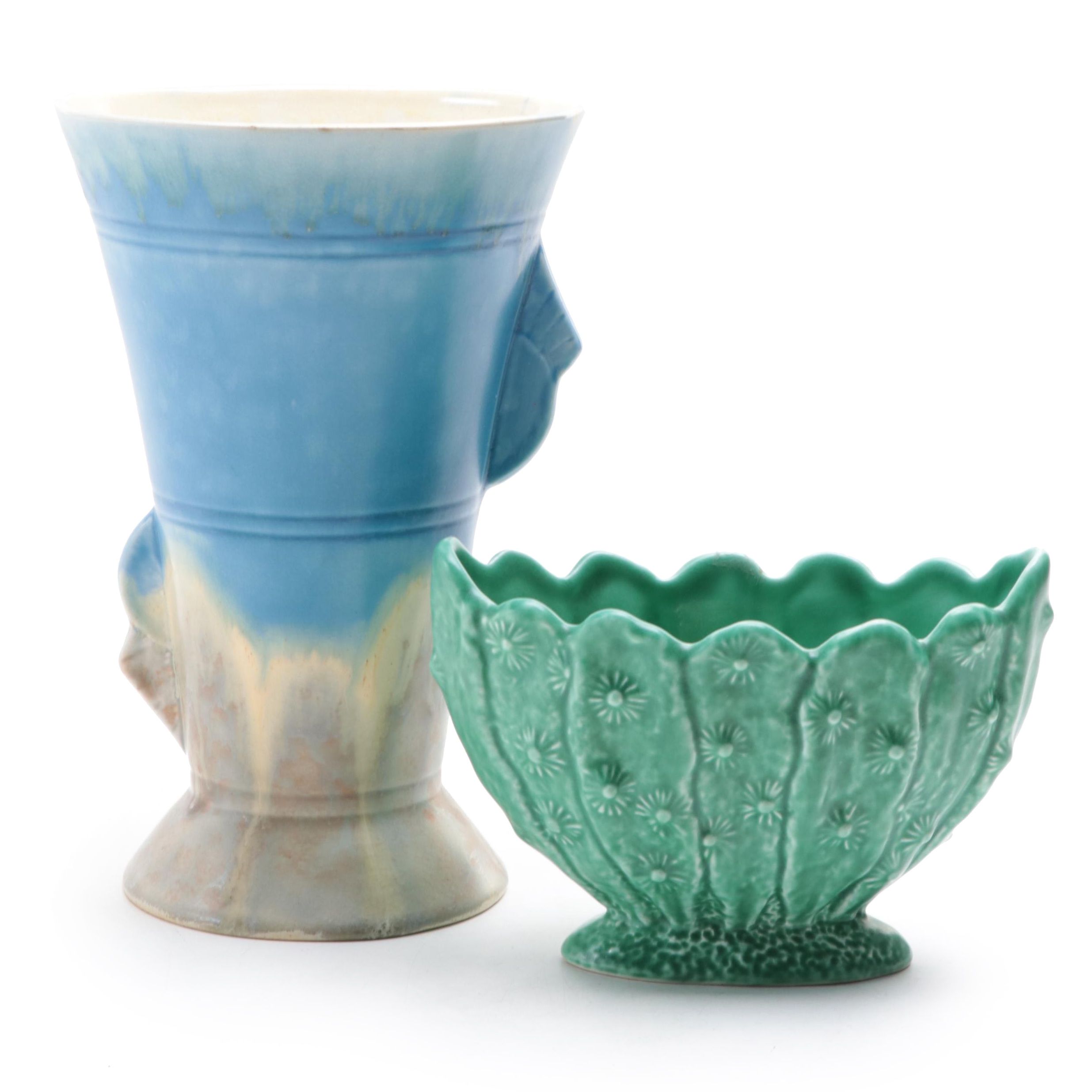 Beswick Pottery Art Deco Vase with Sylvac Pottery Cactus Planter