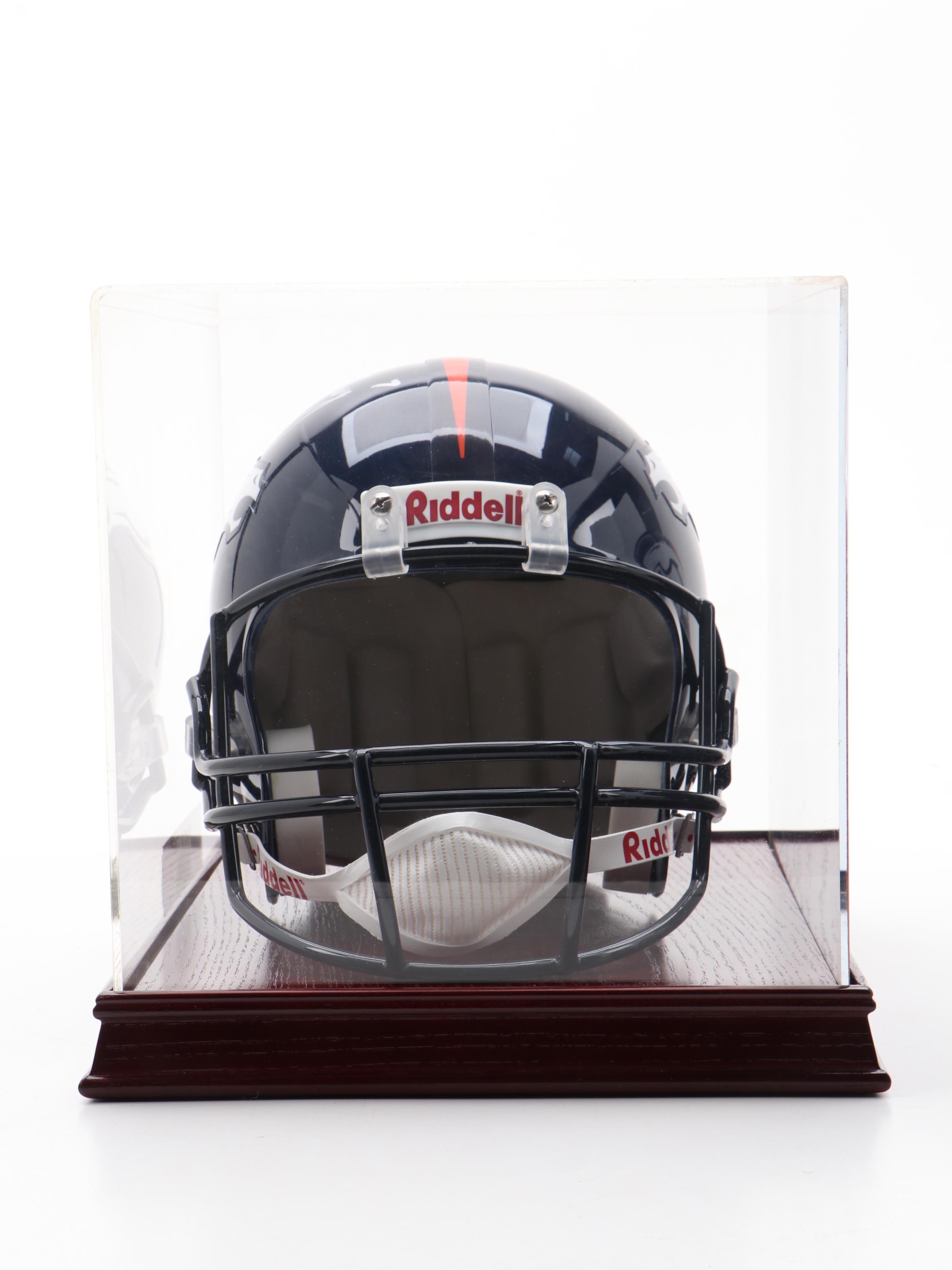 John Elway Signed Denver Broncos Full Size Riddell Helmet with Engraved Display