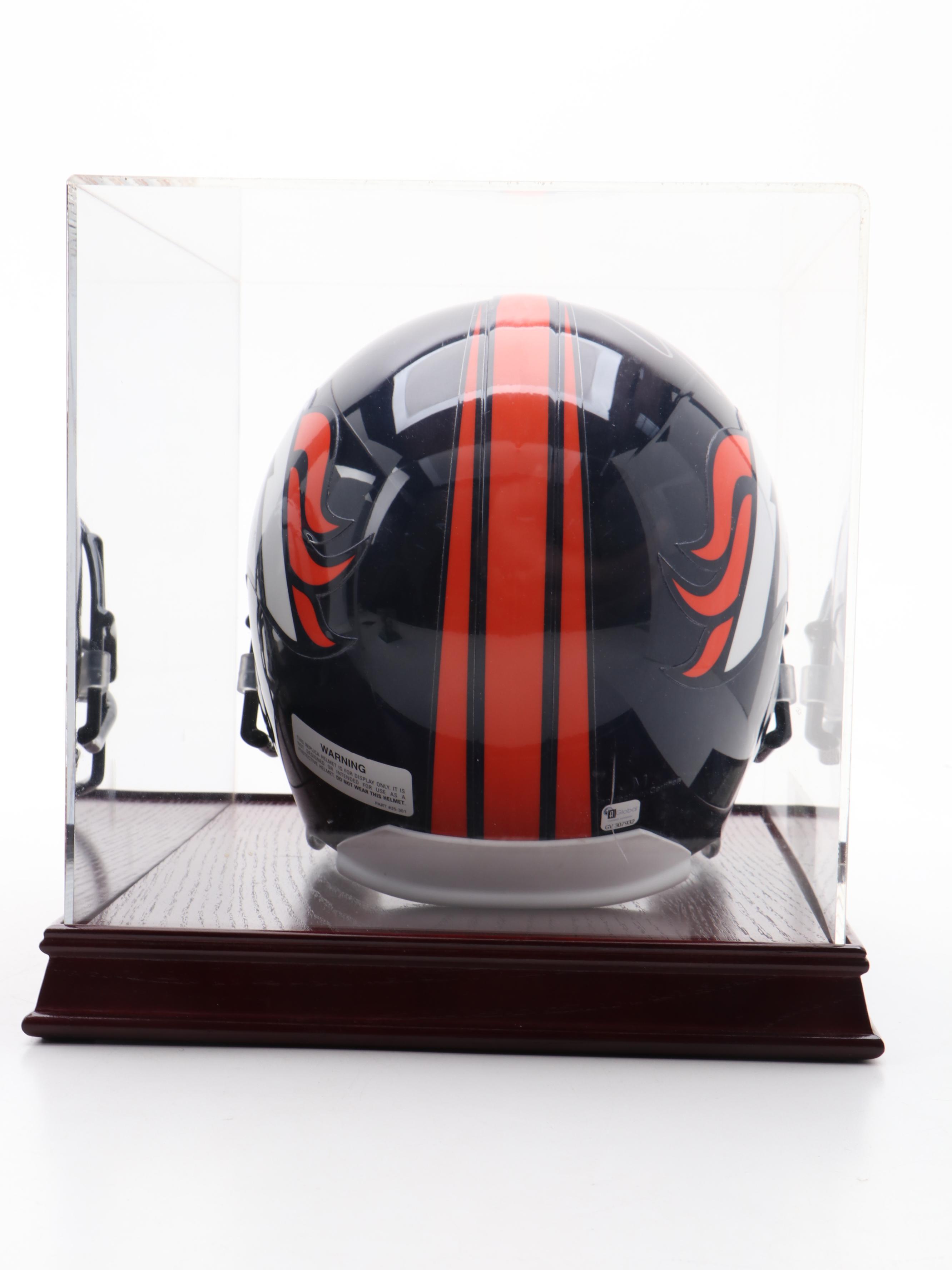 John Elway Signed Denver Broncos Full Size Riddell Helmet with Engraved Display