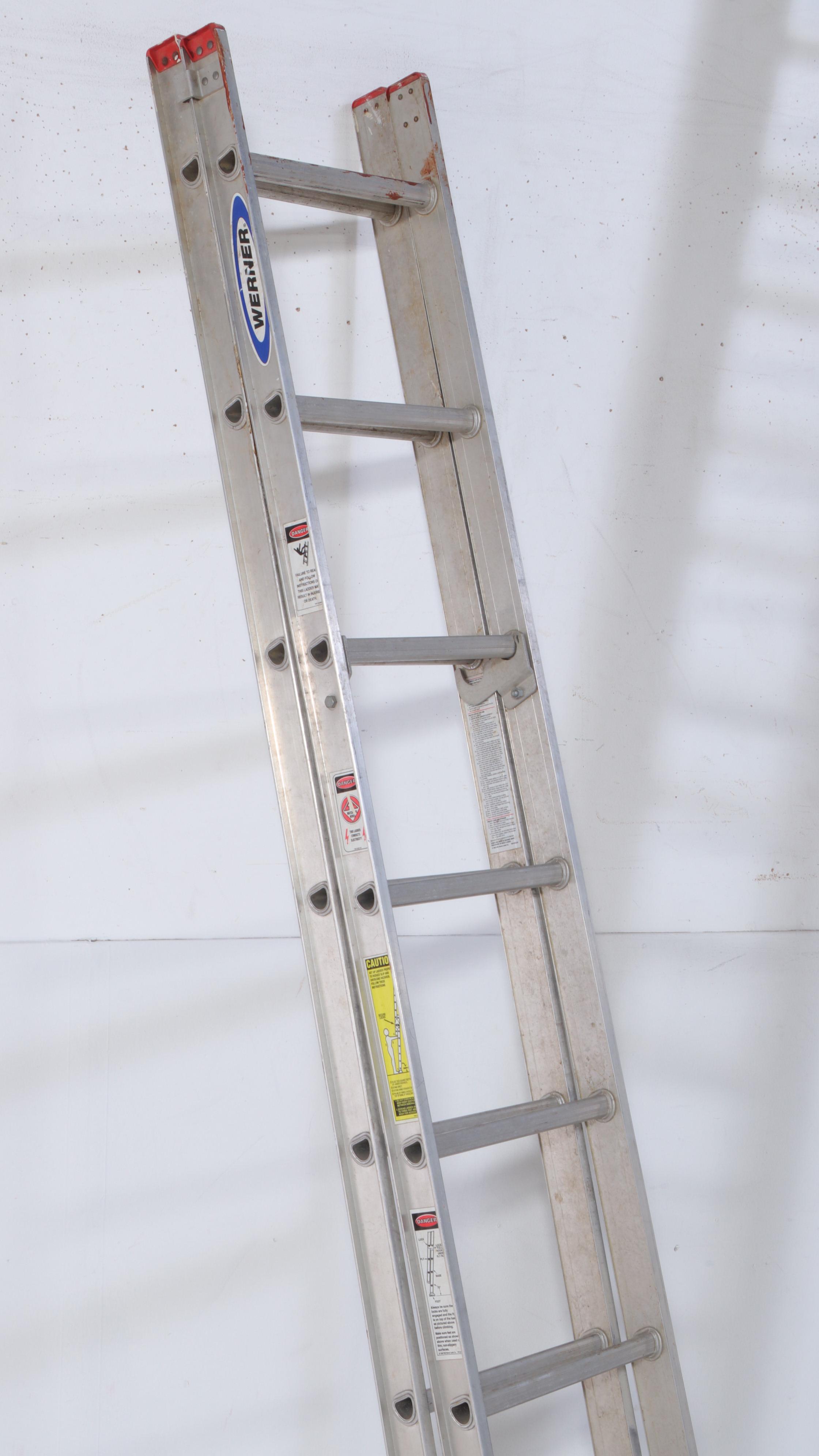 Werner and Keller Aluminum Extension Ladders With Louisville Step Ladder