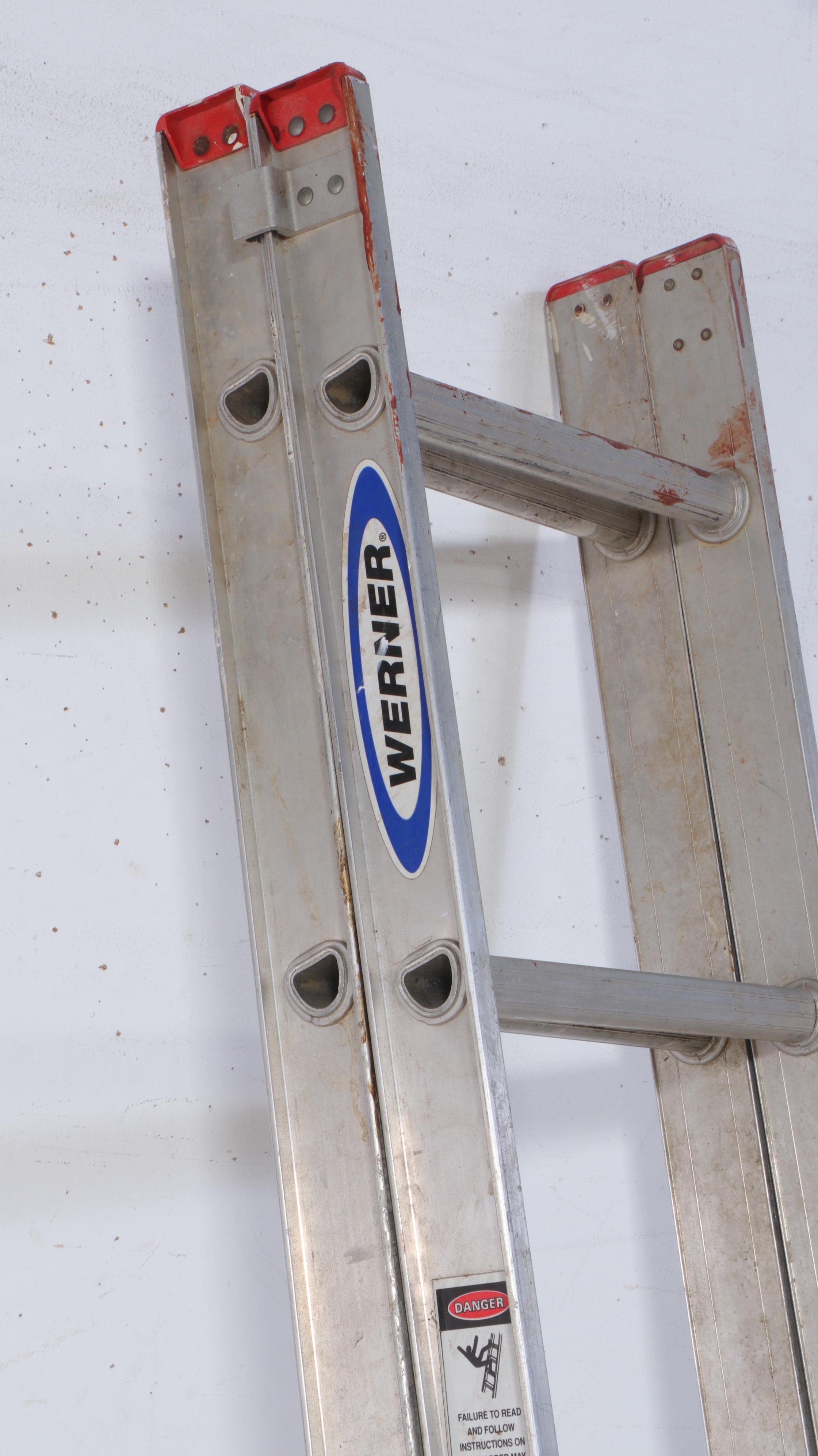 Werner and Keller Aluminum Extension Ladders With Louisville Step Ladder