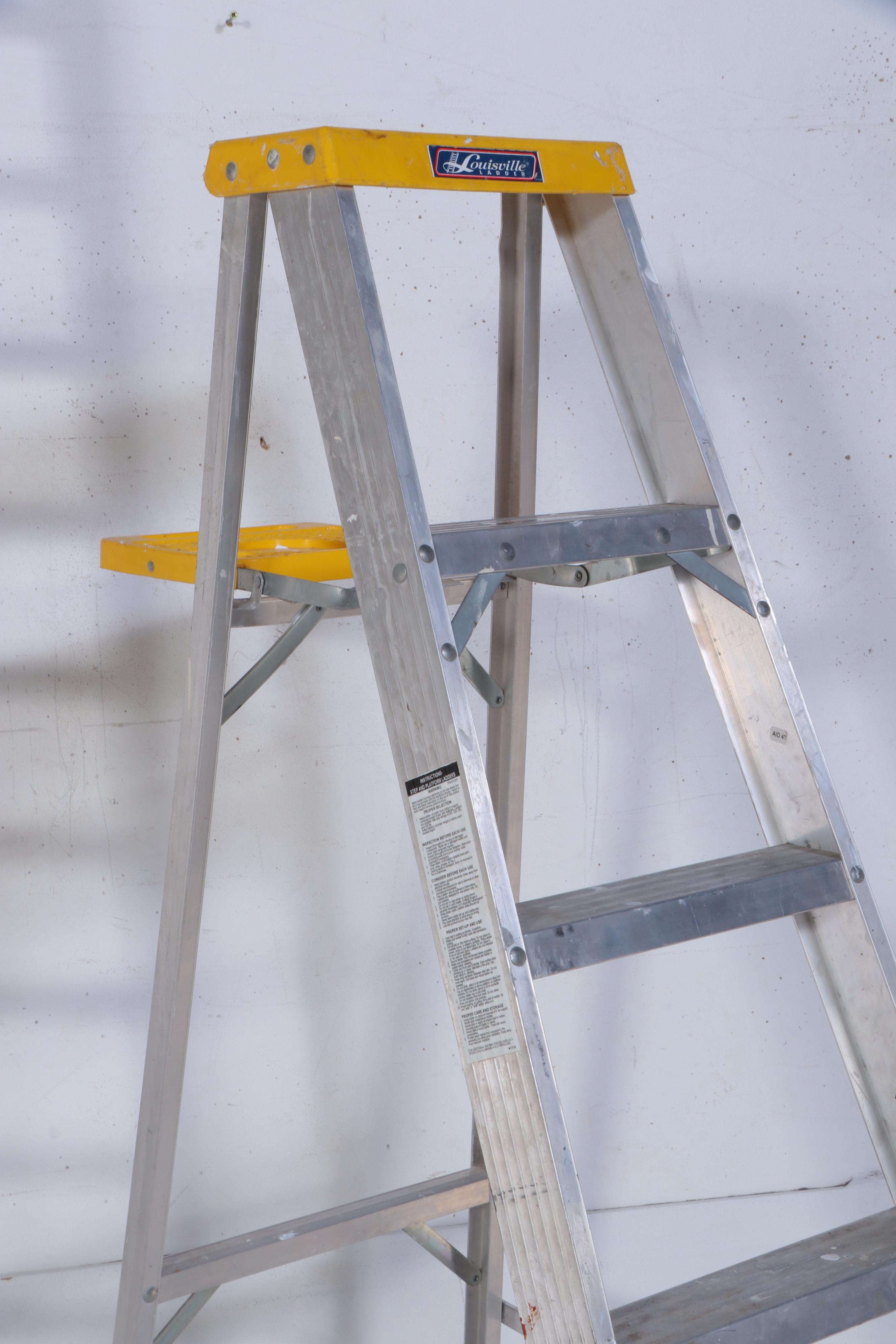 Werner and Keller Aluminum Extension Ladders With Louisville Step Ladder