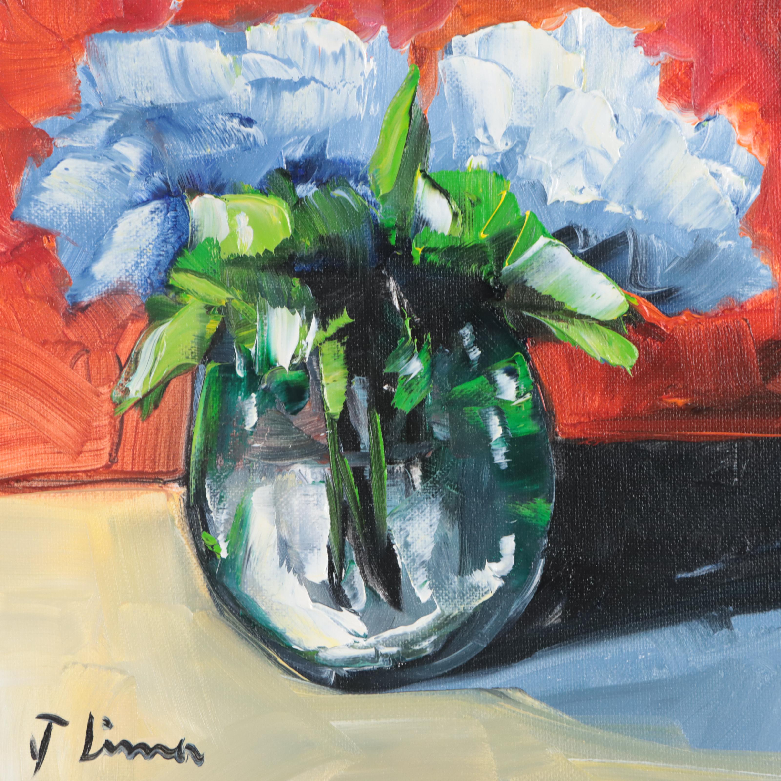 José M. Lima Floral Still Life Oil Painting, 2023