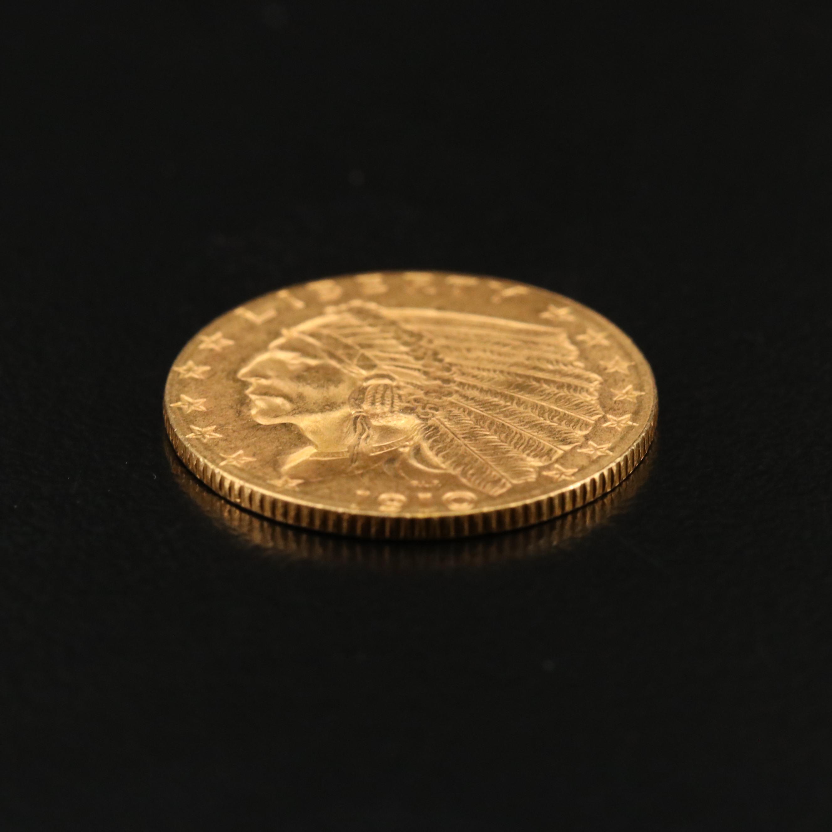 1910 Indian Head $2.50 Quarter Eagle Gold Coin