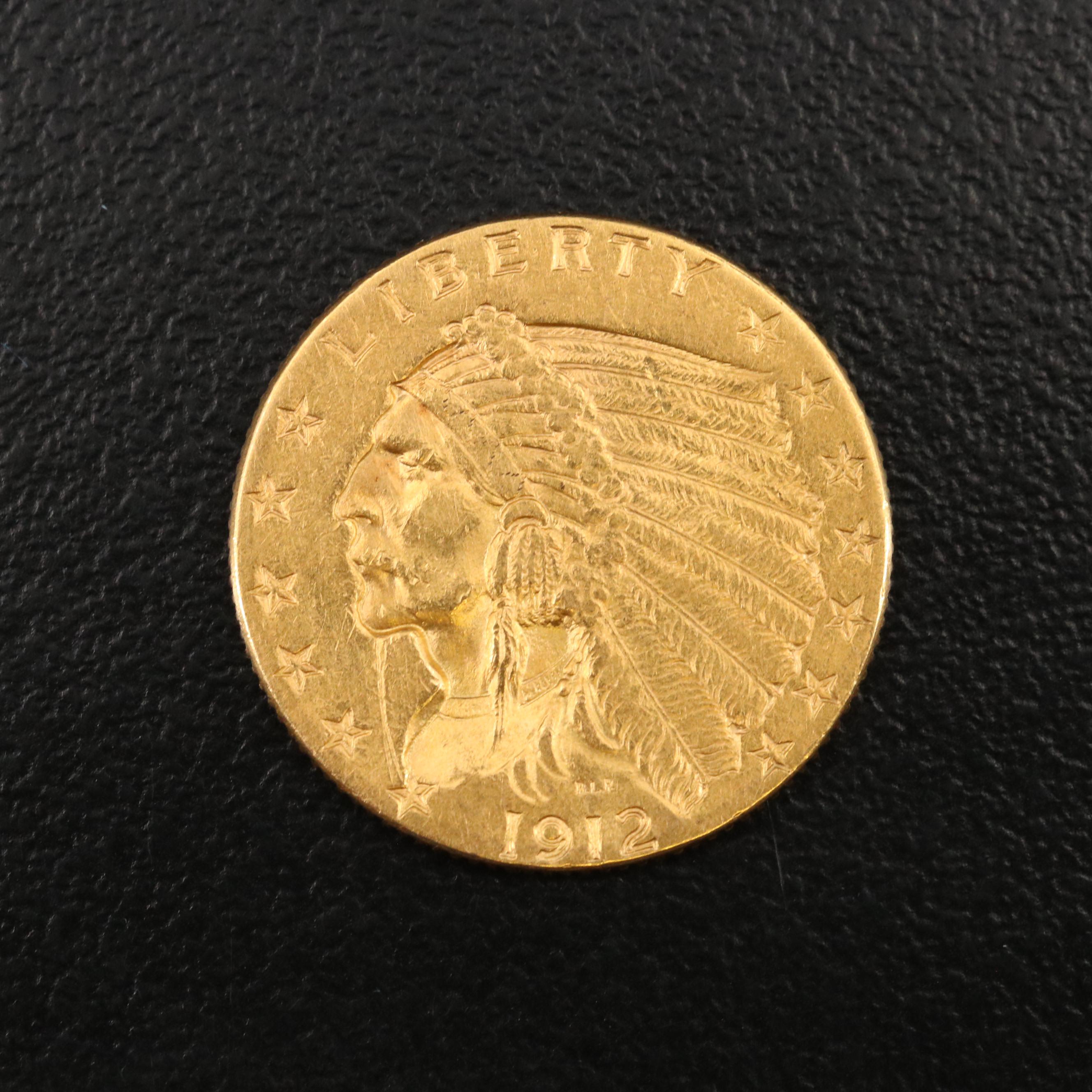 1912 Indian Head $2.50 Quarter Eagle Gold Coin