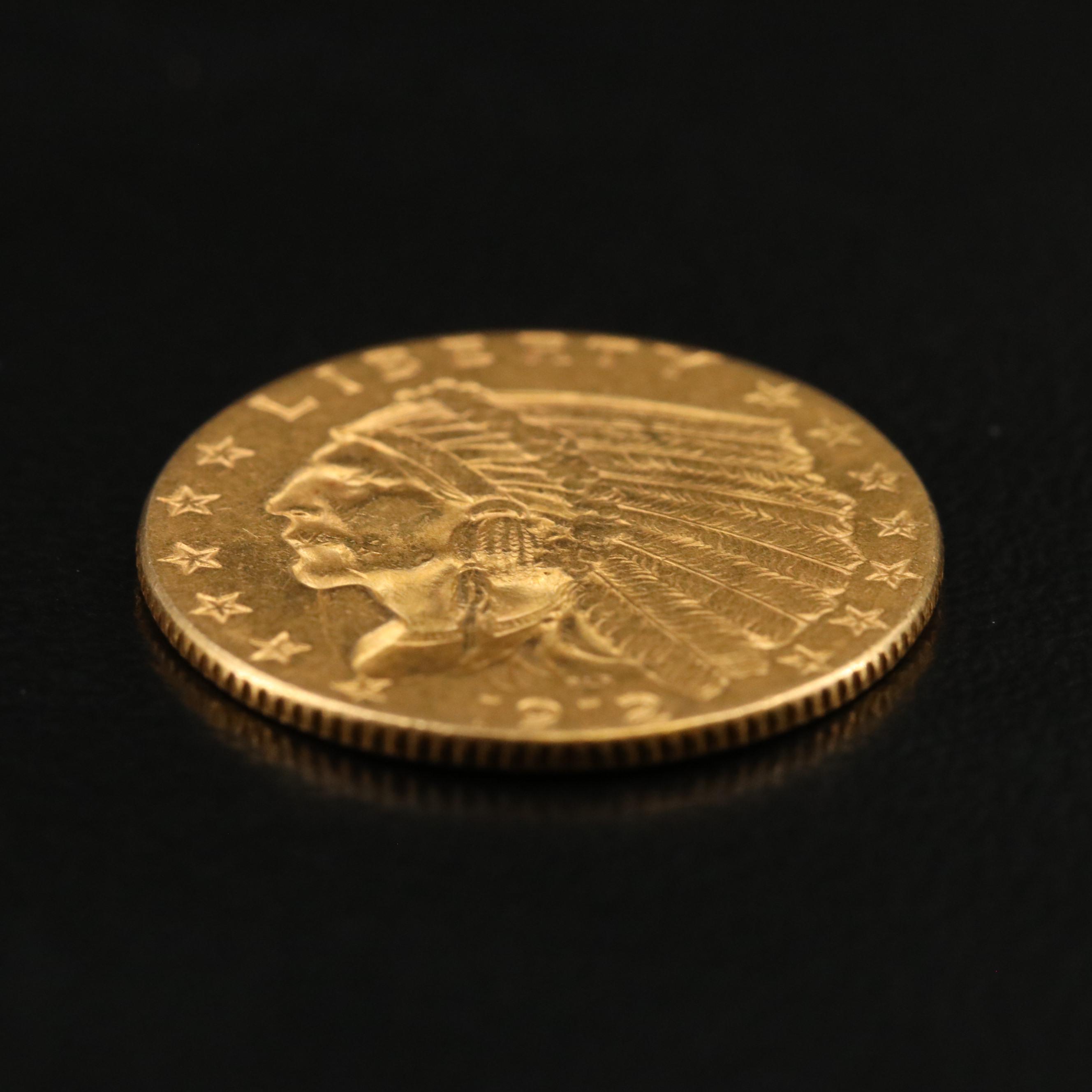 1912 Indian Head $2.50 Quarter Eagle Gold Coin