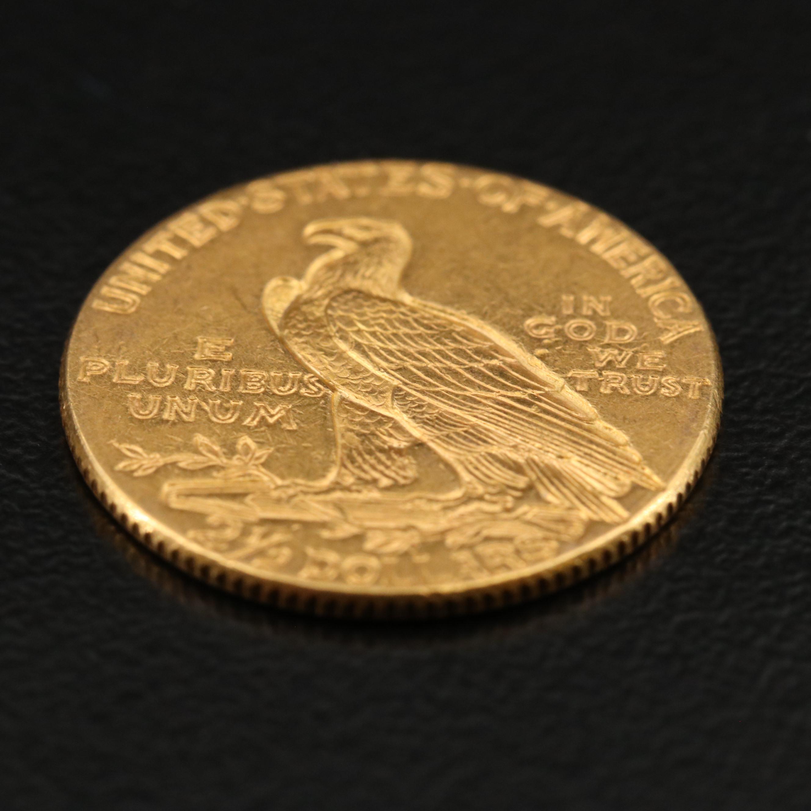 1912 Indian Head $2.50 Quarter Eagle Gold Coin