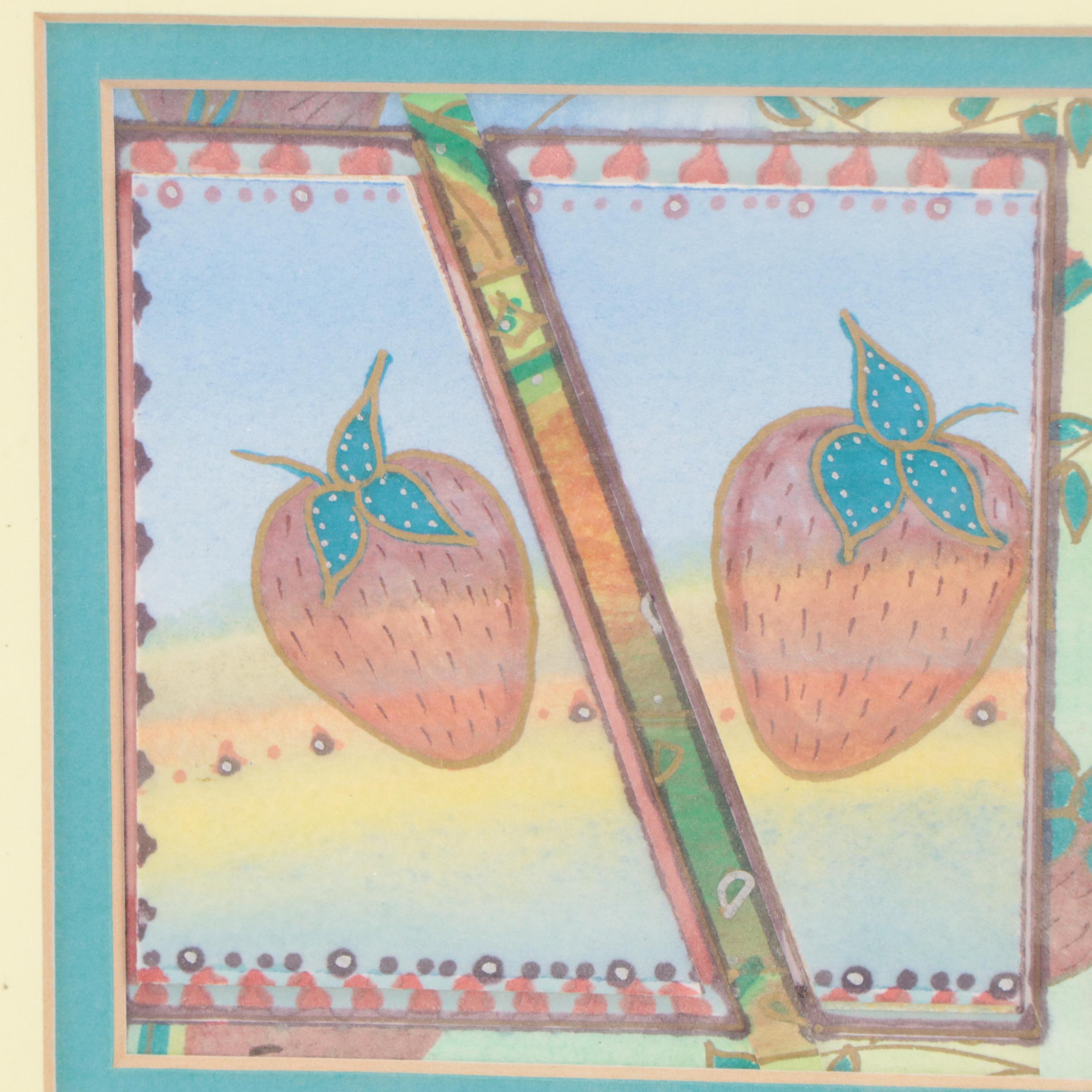 Vint Blackburn Mixed Media Painting of Strawberries