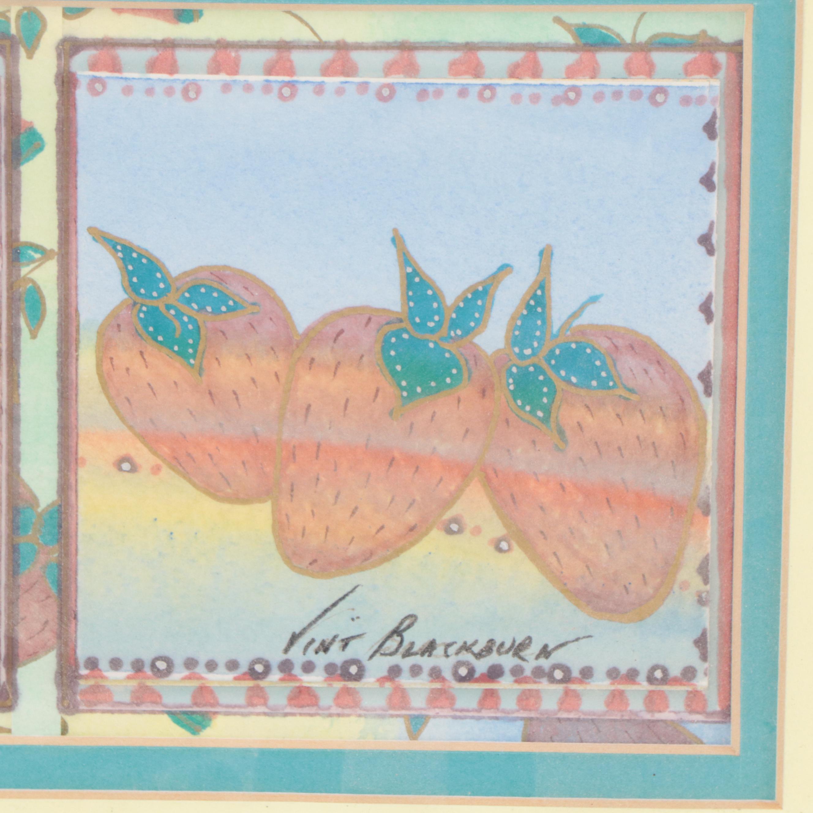 Vint Blackburn Mixed Media Painting of Strawberries