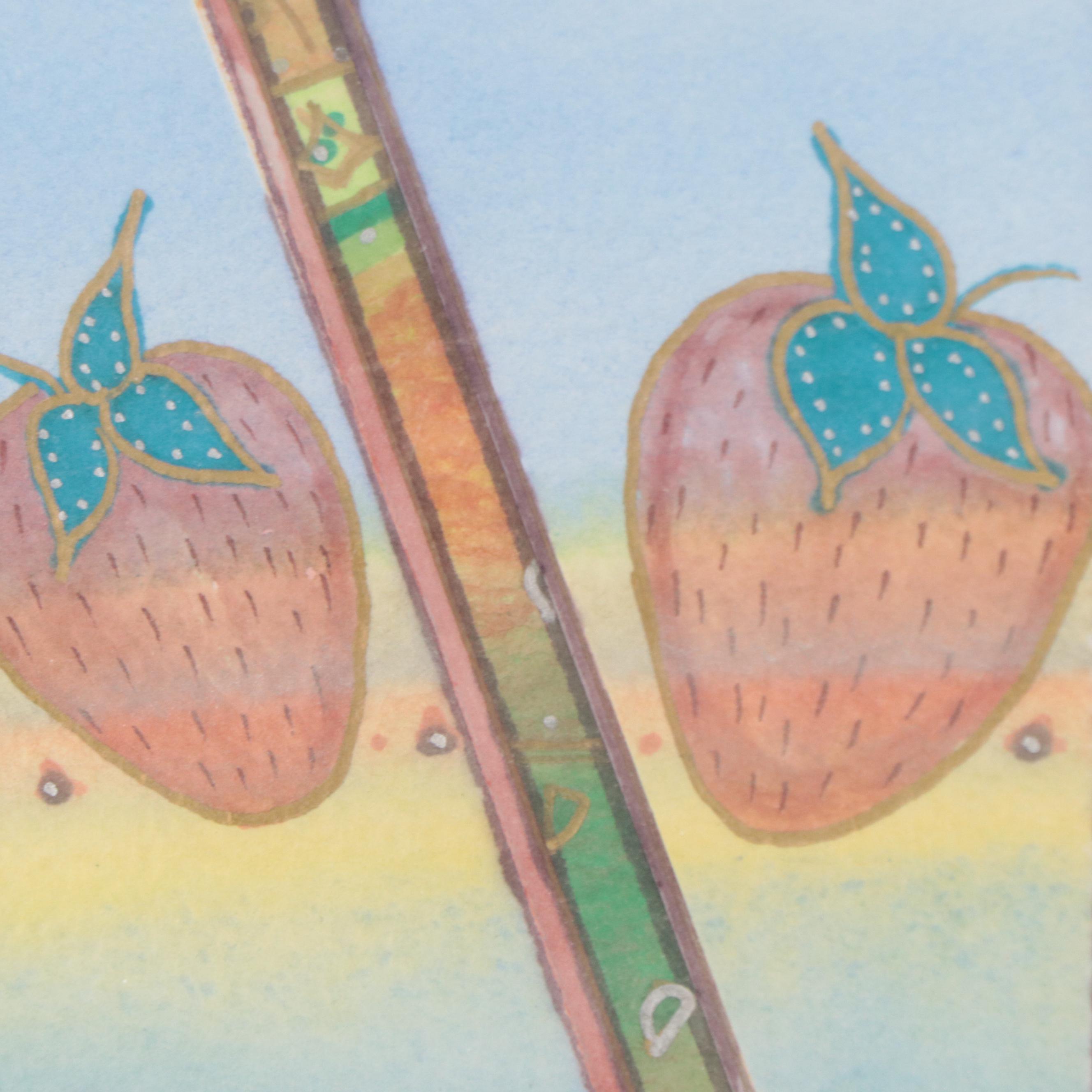 Vint Blackburn Mixed Media Painting of Strawberries