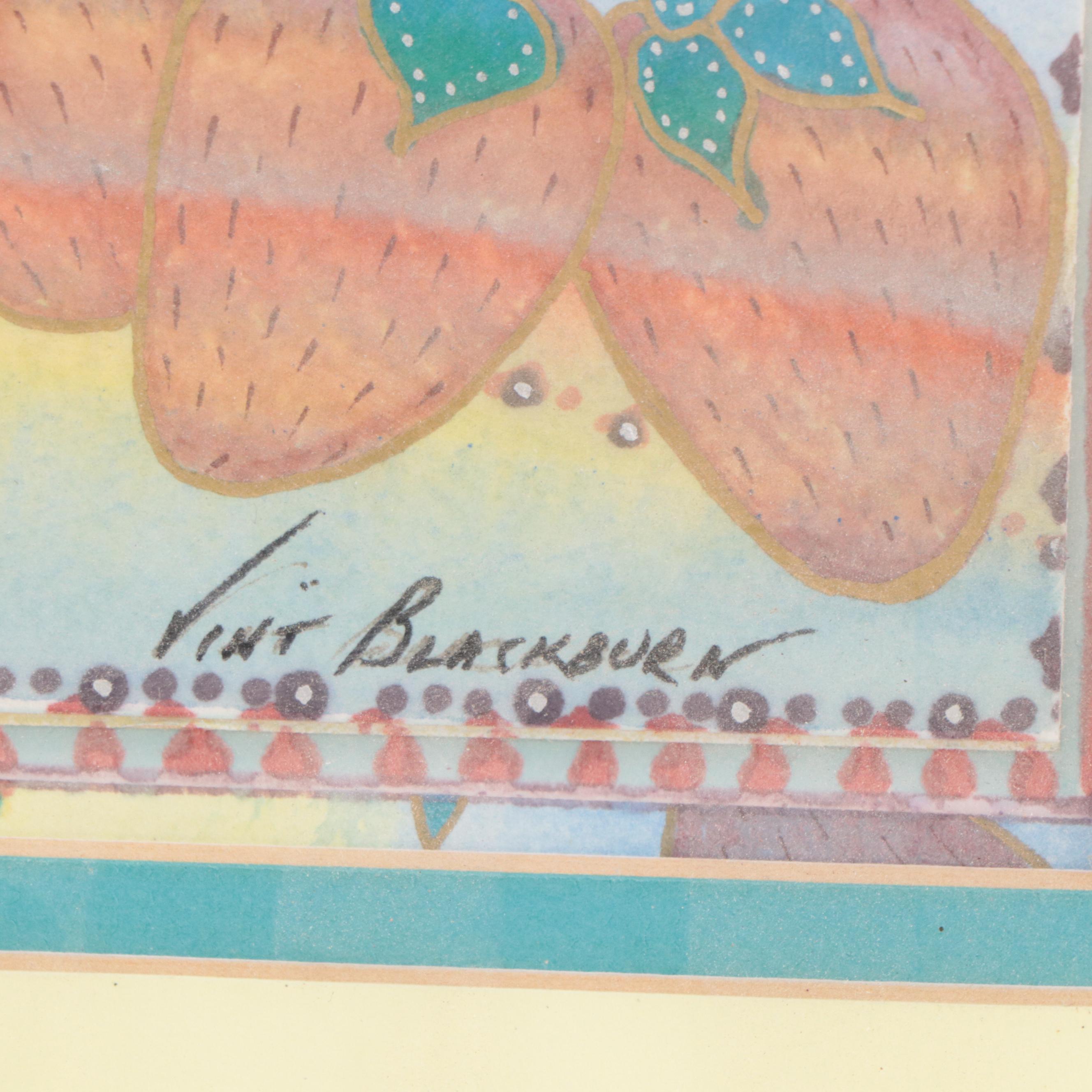 Vint Blackburn Mixed Media Painting of Strawberries