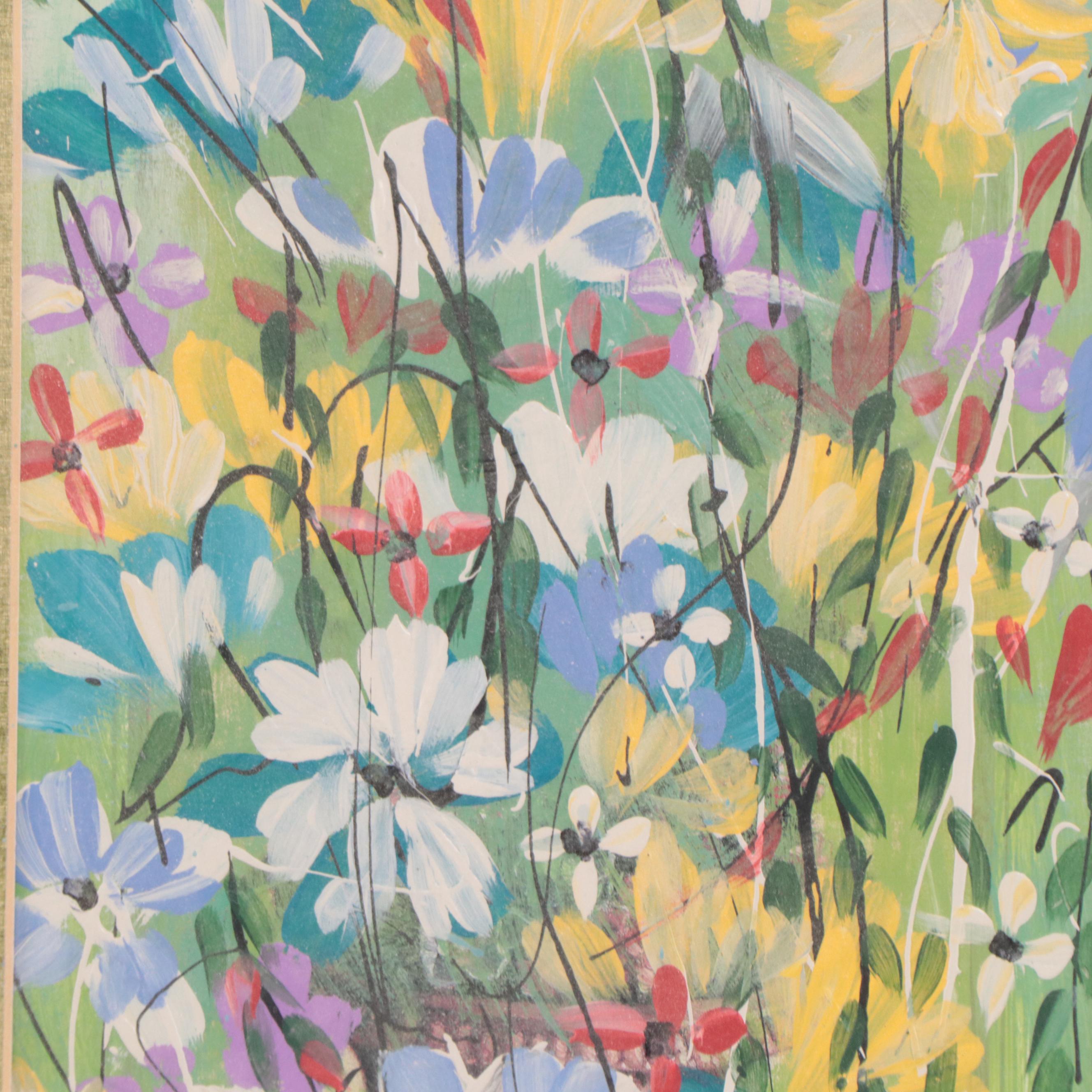 Vint Blackburn Floral Acrylic Painting