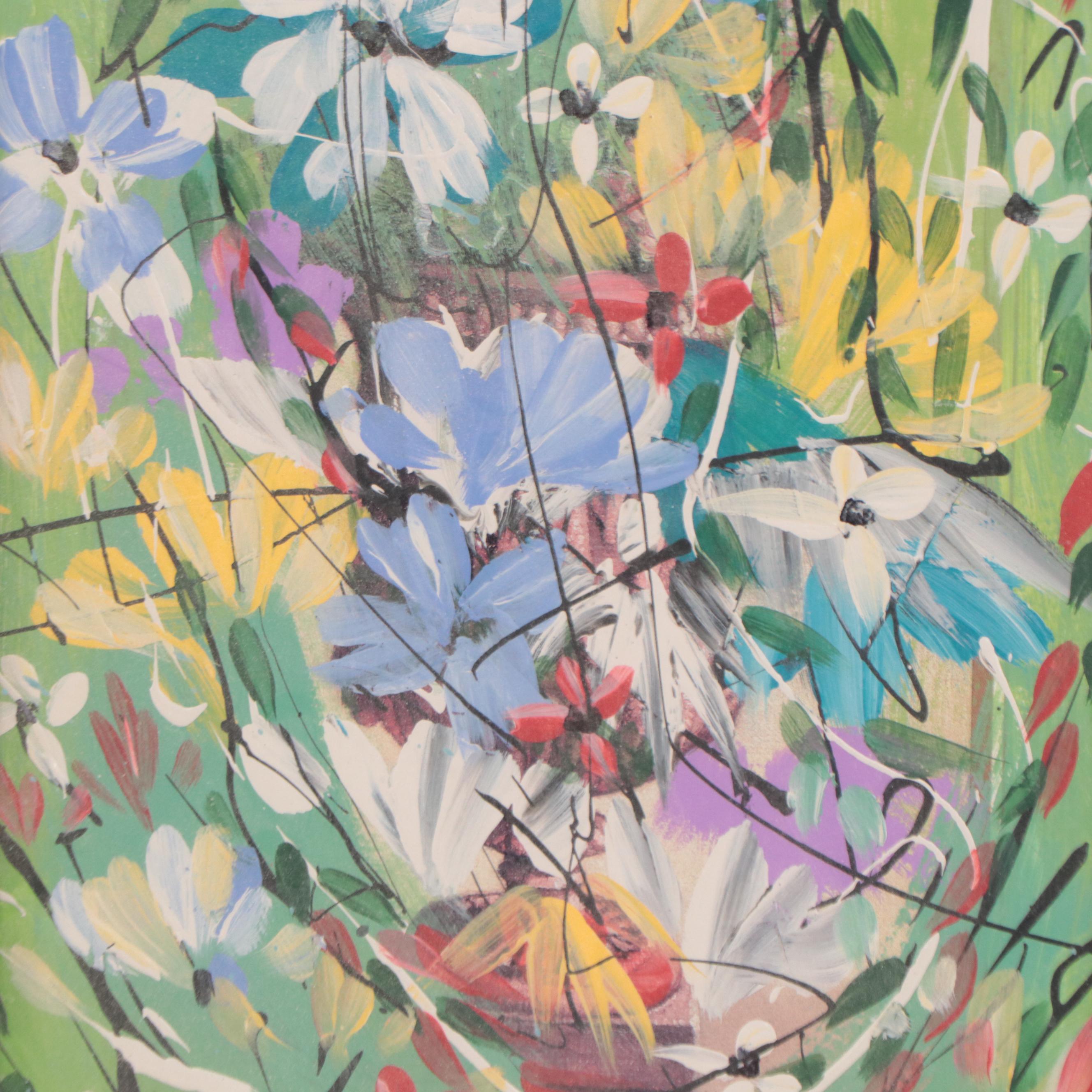 Vint Blackburn Floral Acrylic Painting