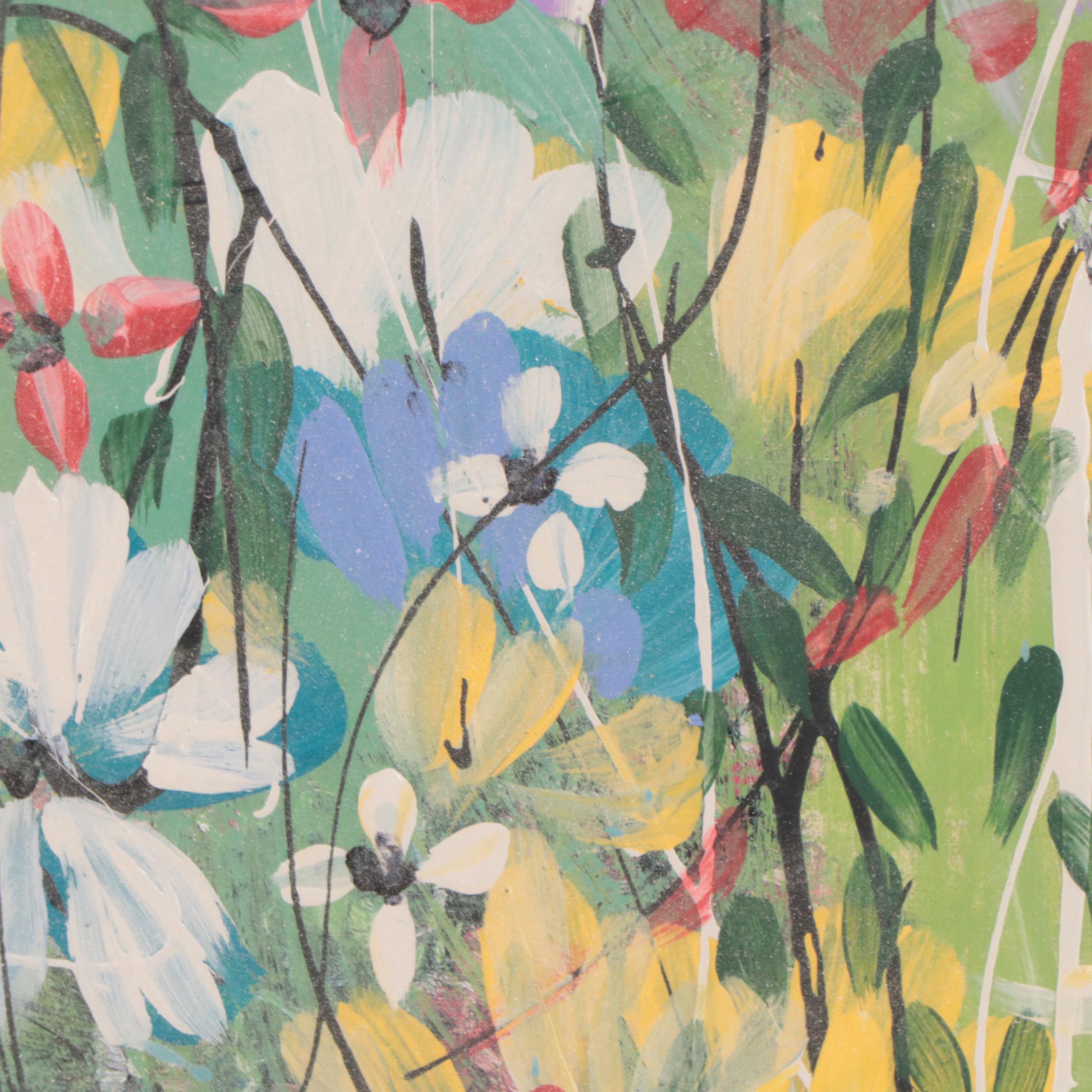 Vint Blackburn Floral Acrylic Painting