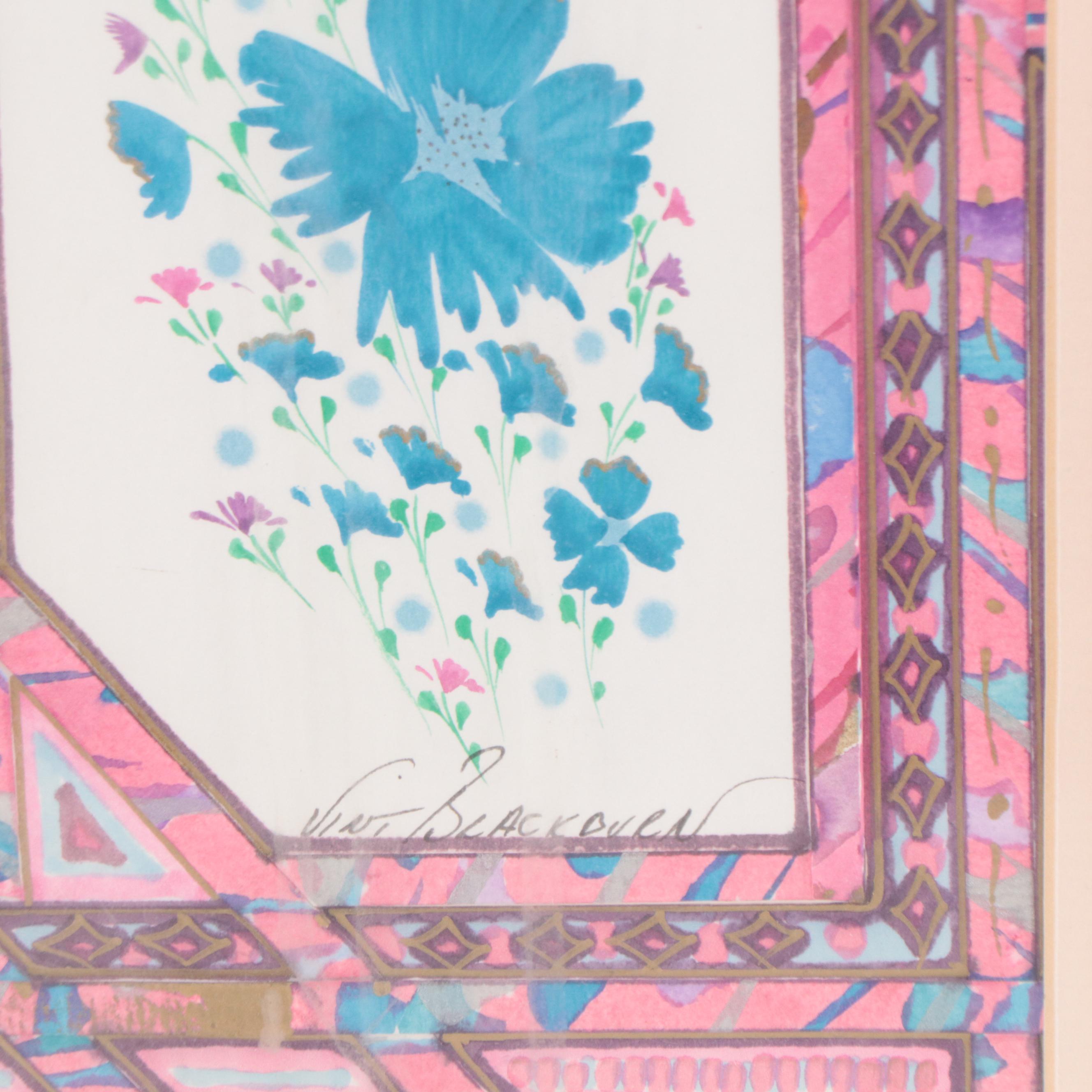 Vint Blackburn Floral Mixed Media Painting