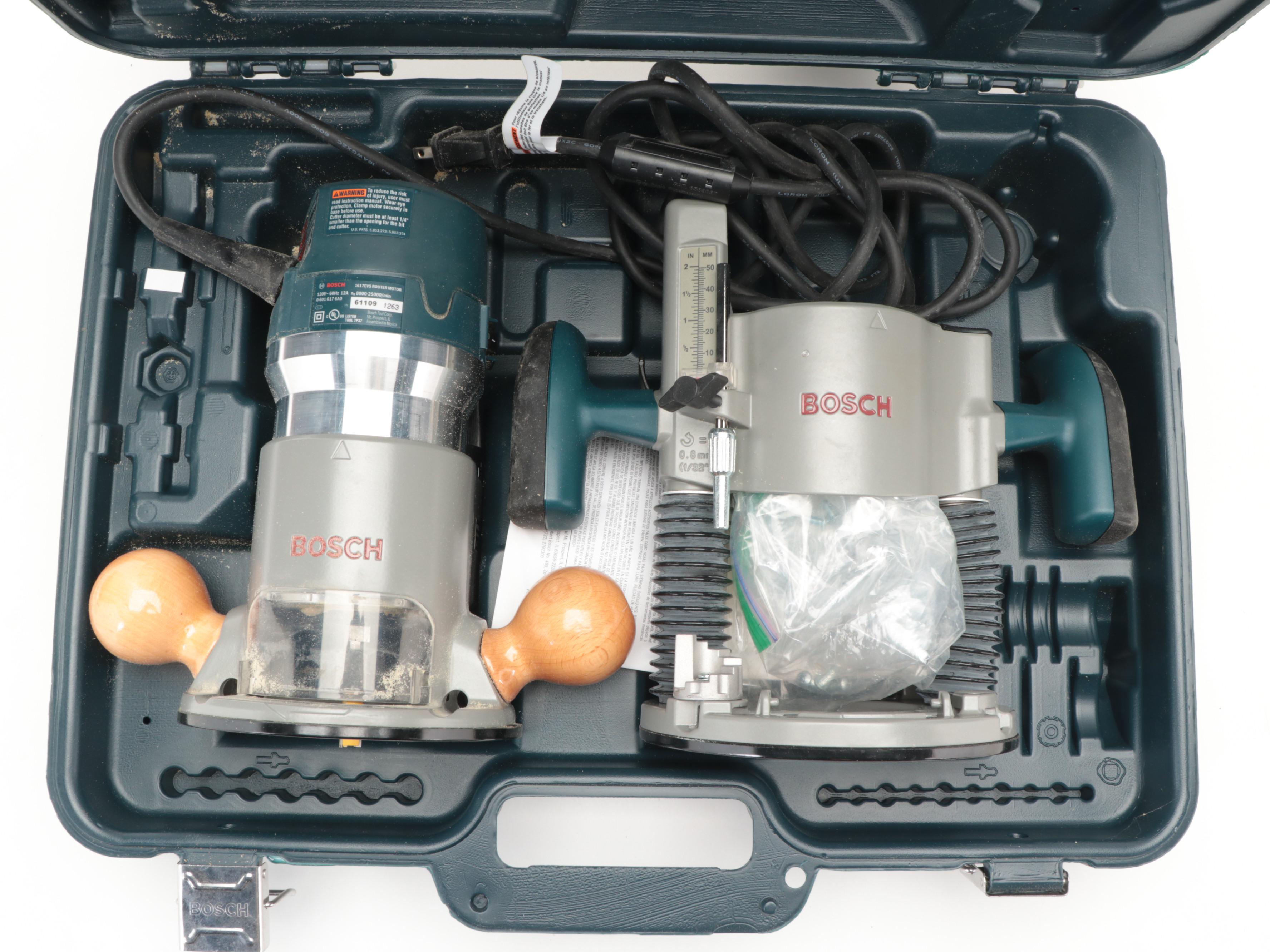 Bosch Fixed Base Routers With Pro-Series Carbide Tipped Router Bit Sets