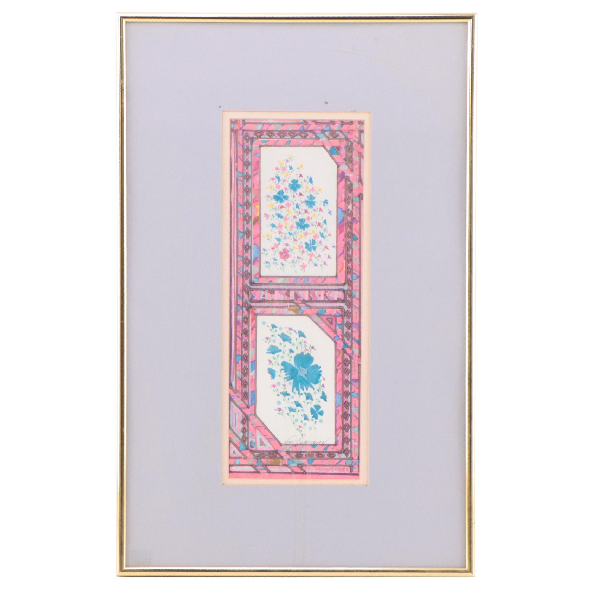 Vint Blackburn Floral Mixed Media Painting