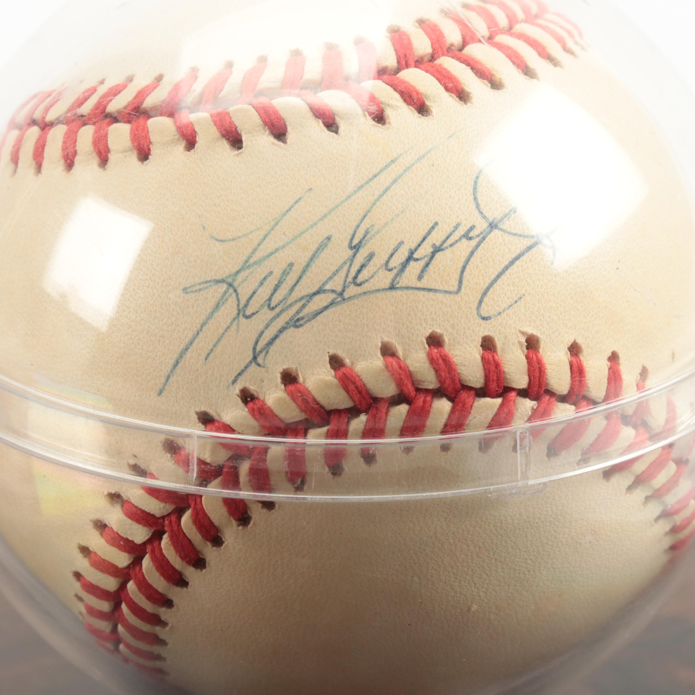 Ken Griffey Jr. Signed Seattle Mariners Rawlings Baseball with Wooden Plaque