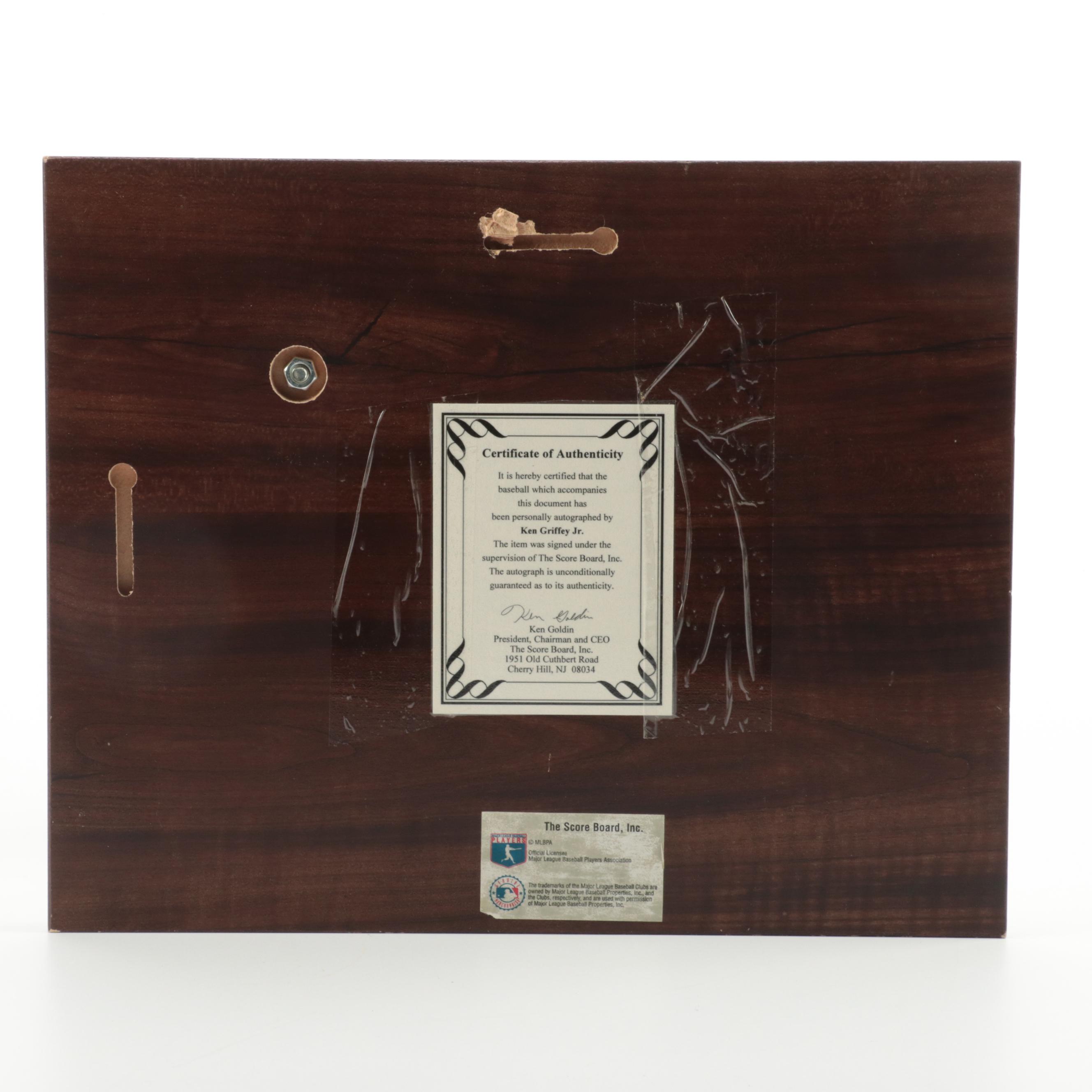 Ken Griffey Jr. Signed Seattle Mariners Rawlings Baseball with Wooden Plaque