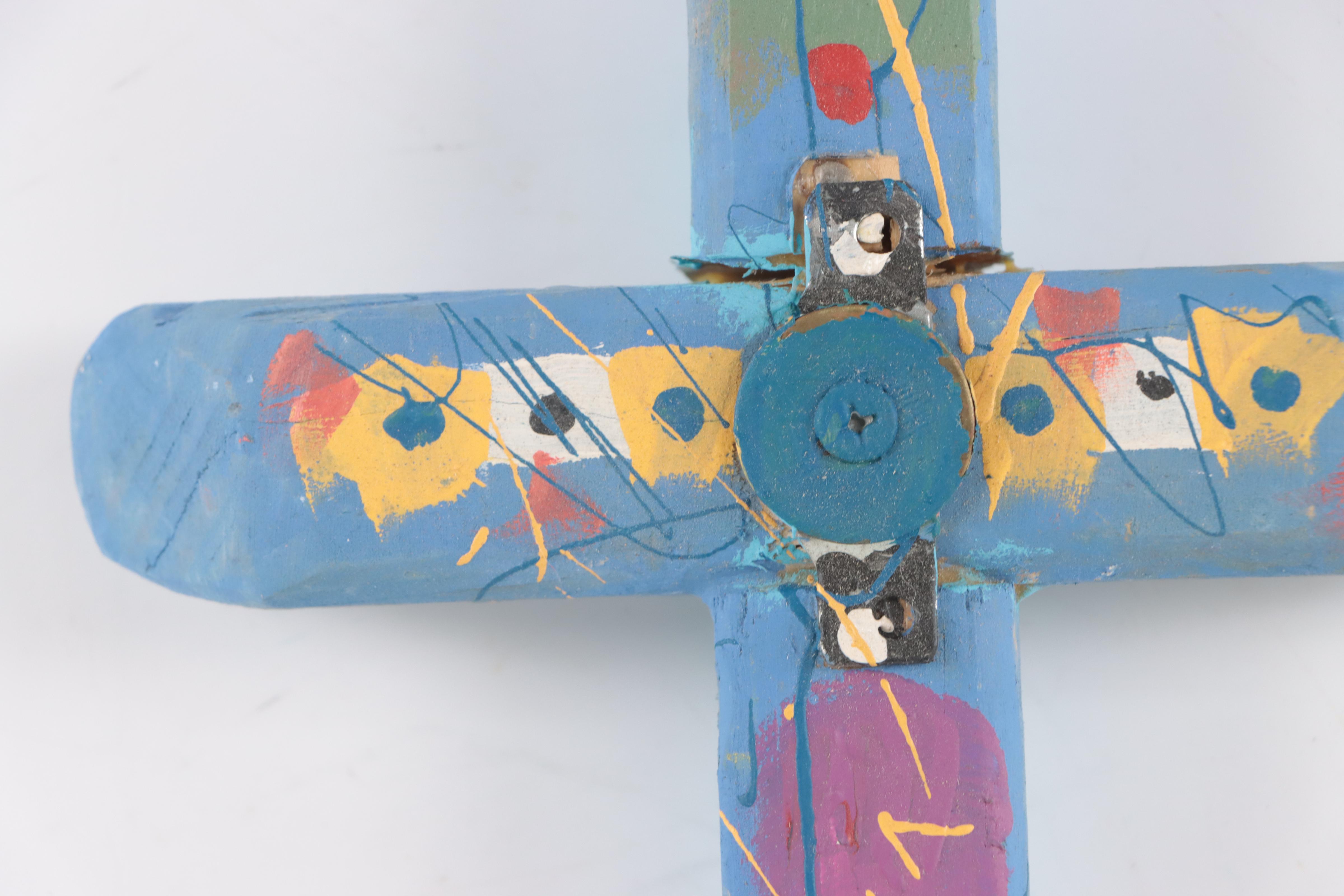 Vint Blackburn Folk Art Hand-Painted Cross Sculpture