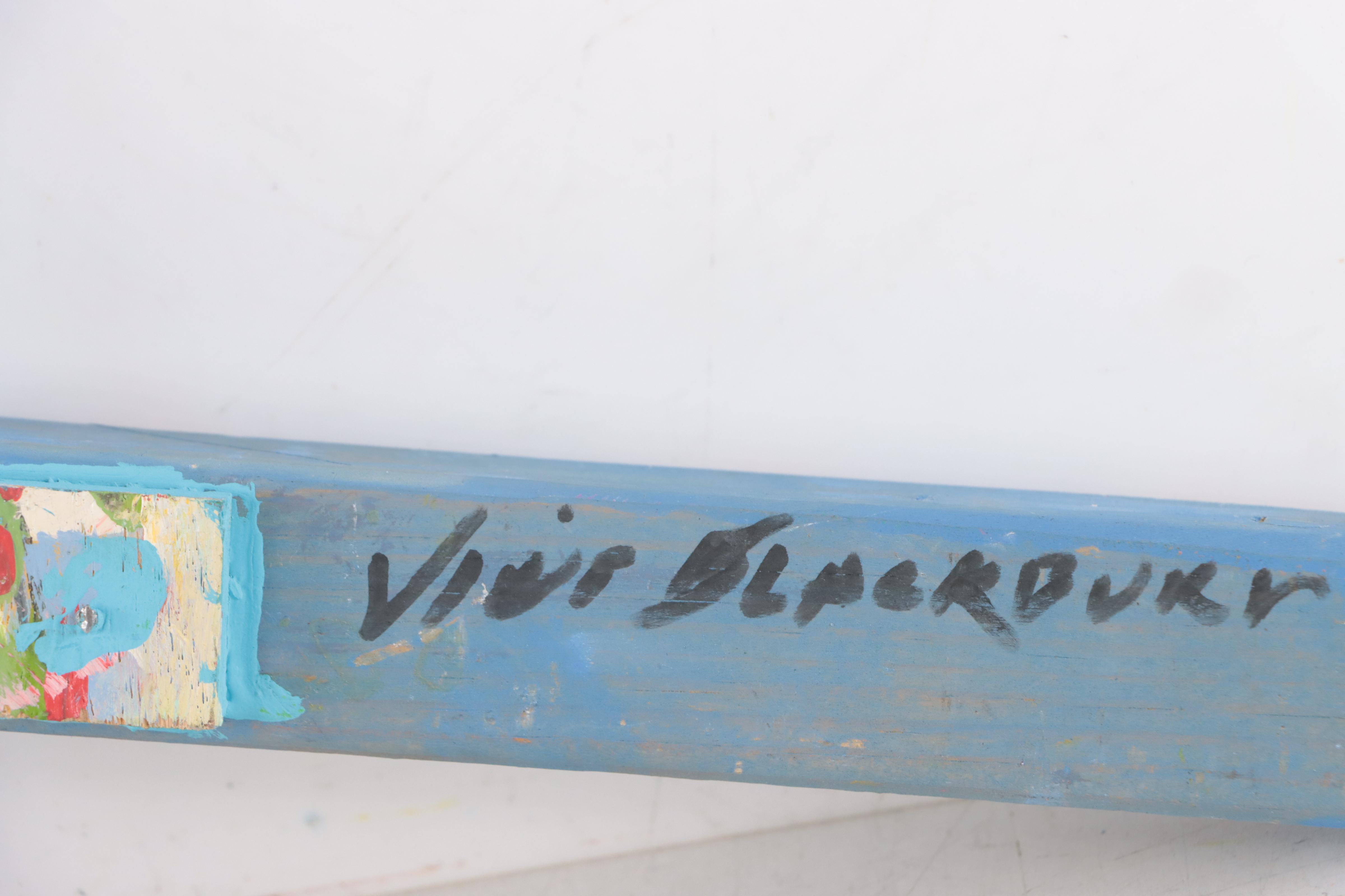 Vint Blackburn Folk Art Hand-Painted Cross Sculpture