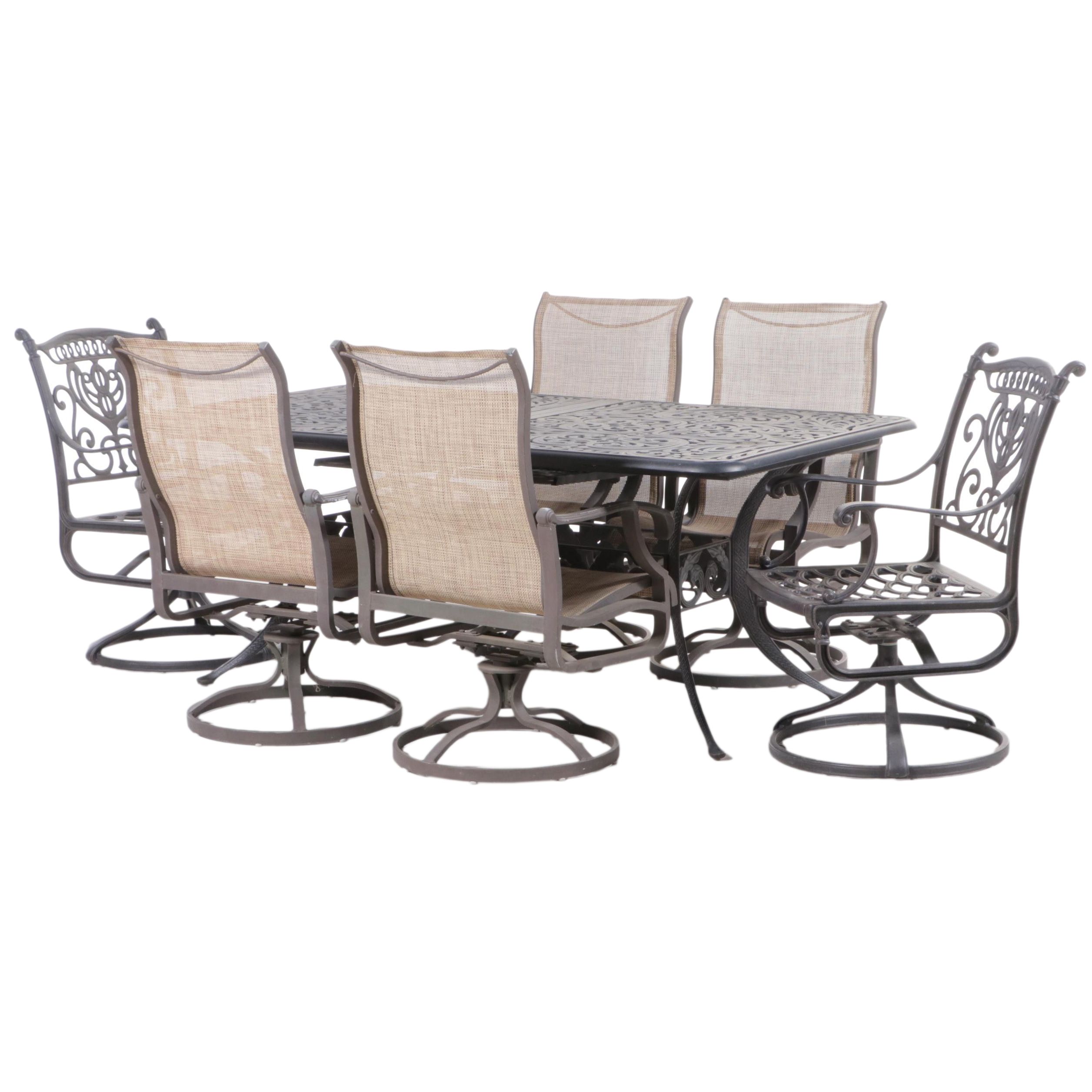 Contemporary Cast Aluminum Patio Dining Set