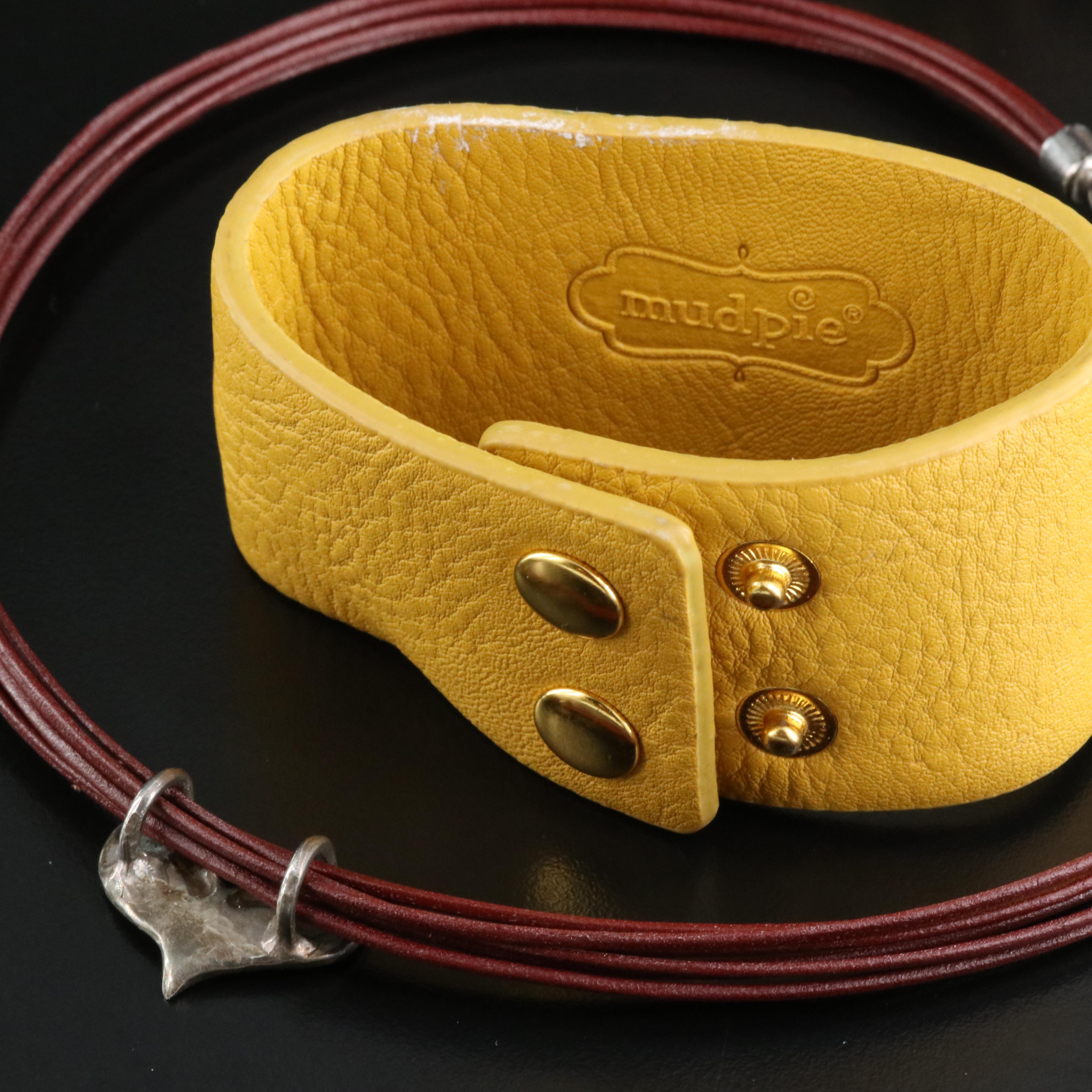 Sterling Necklace and Bracelets in Leather