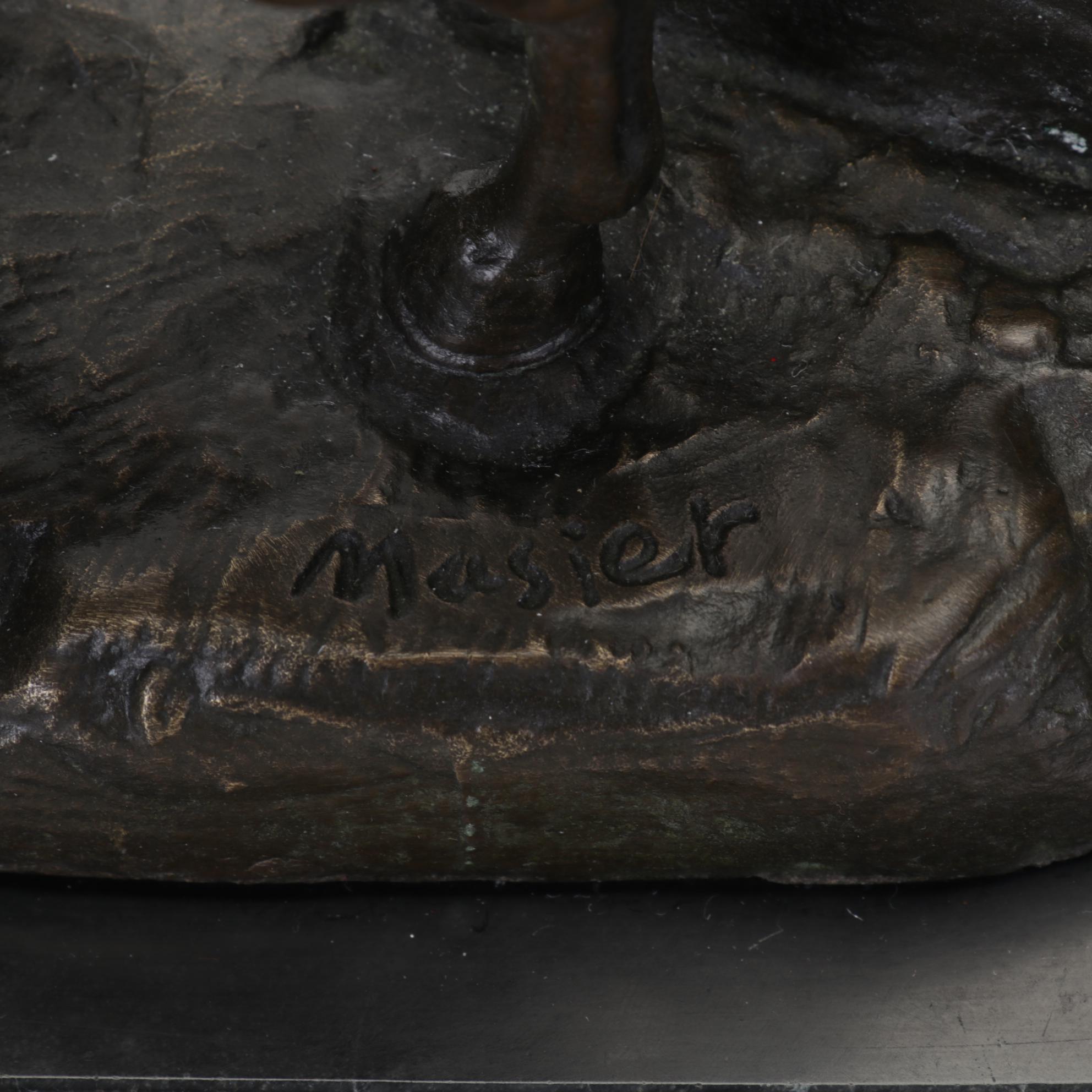 Bronze Sculpture After Jean Pierre Masier of Horse in Yoke