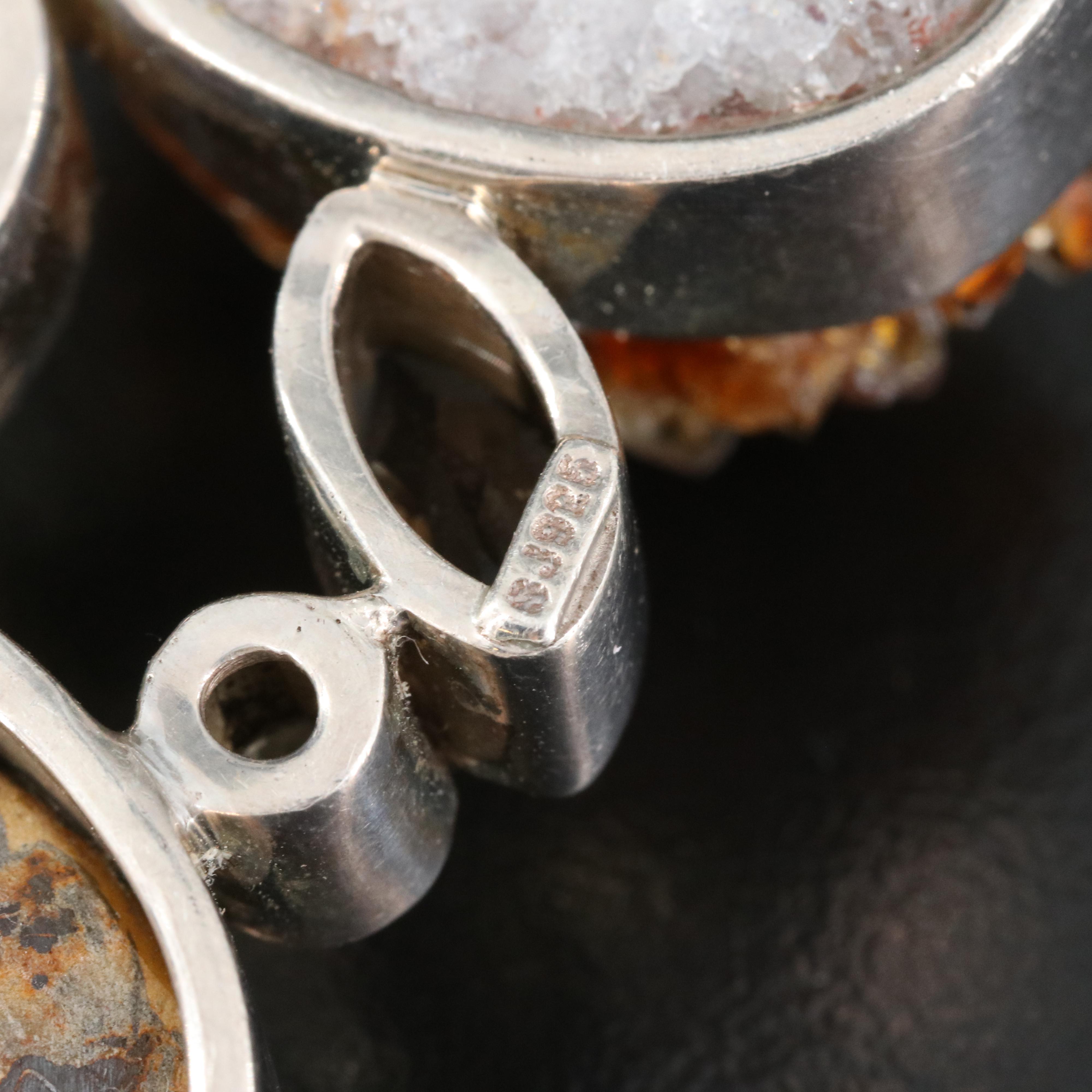Sterling Druzy, Ammonite and Citrine Pendant