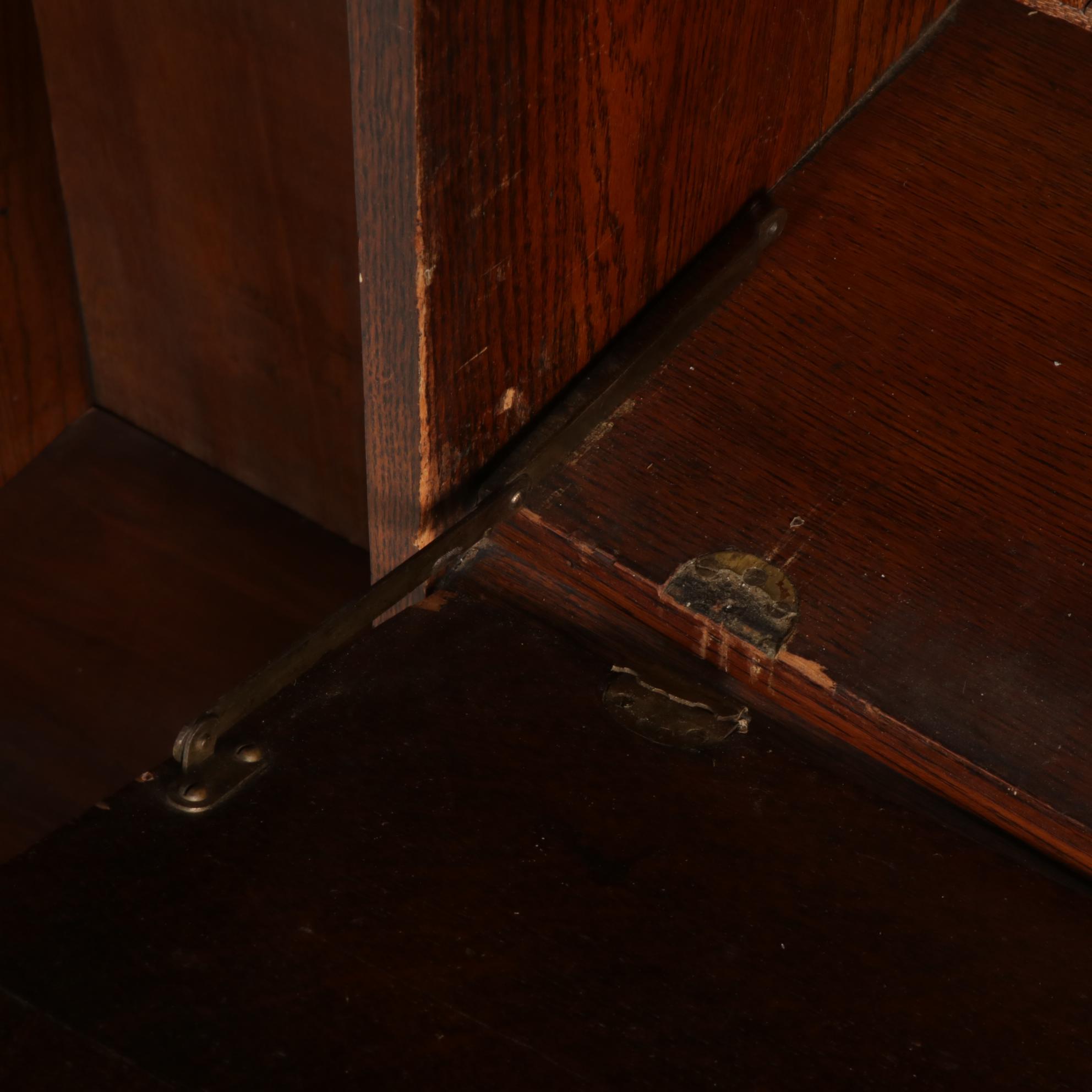 Larkin Co. Late Victorian Oak Mirrored Side-By-Side Secretary Bookcase