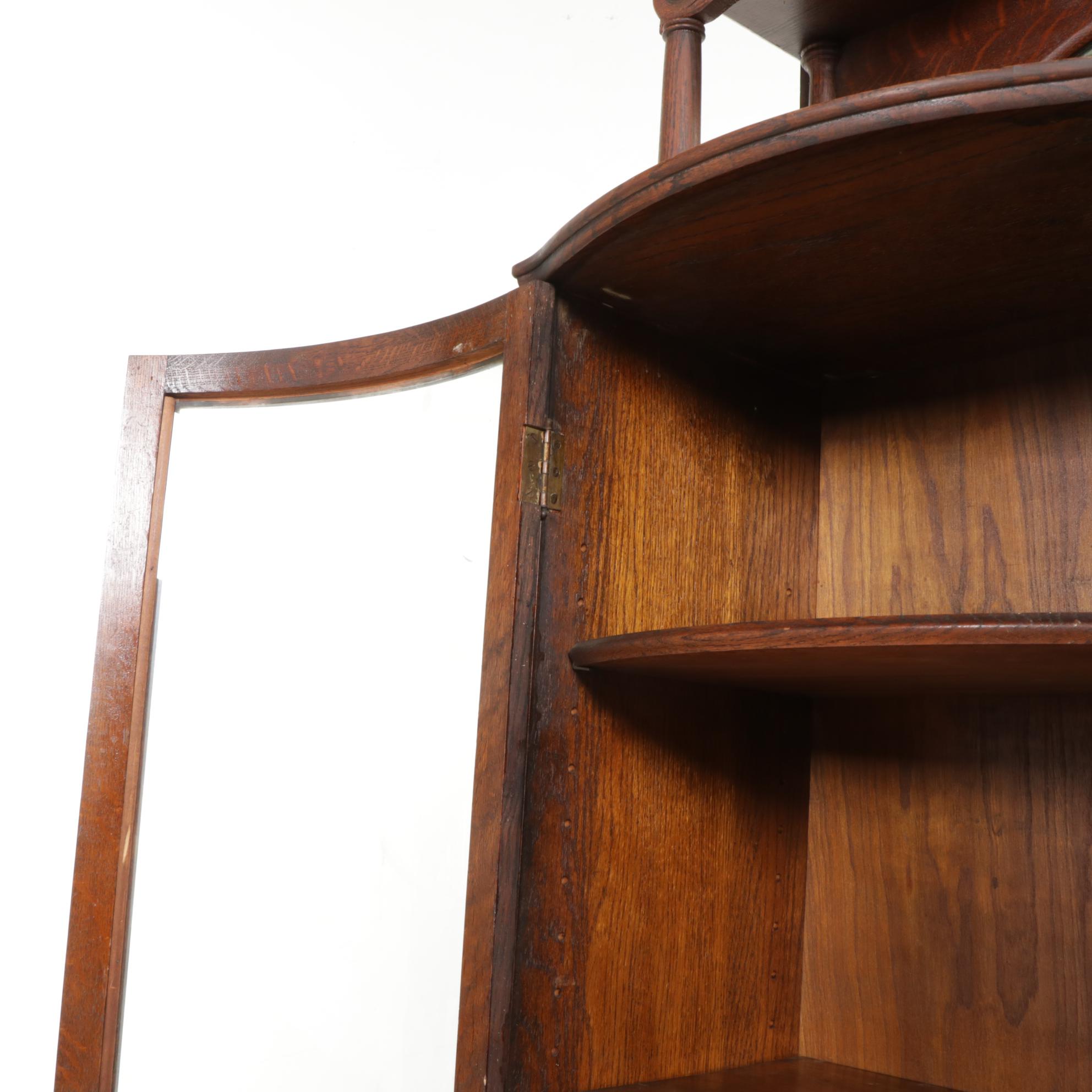 Larkin Co. Late Victorian Oak Mirrored Side-By-Side Secretary Bookcase