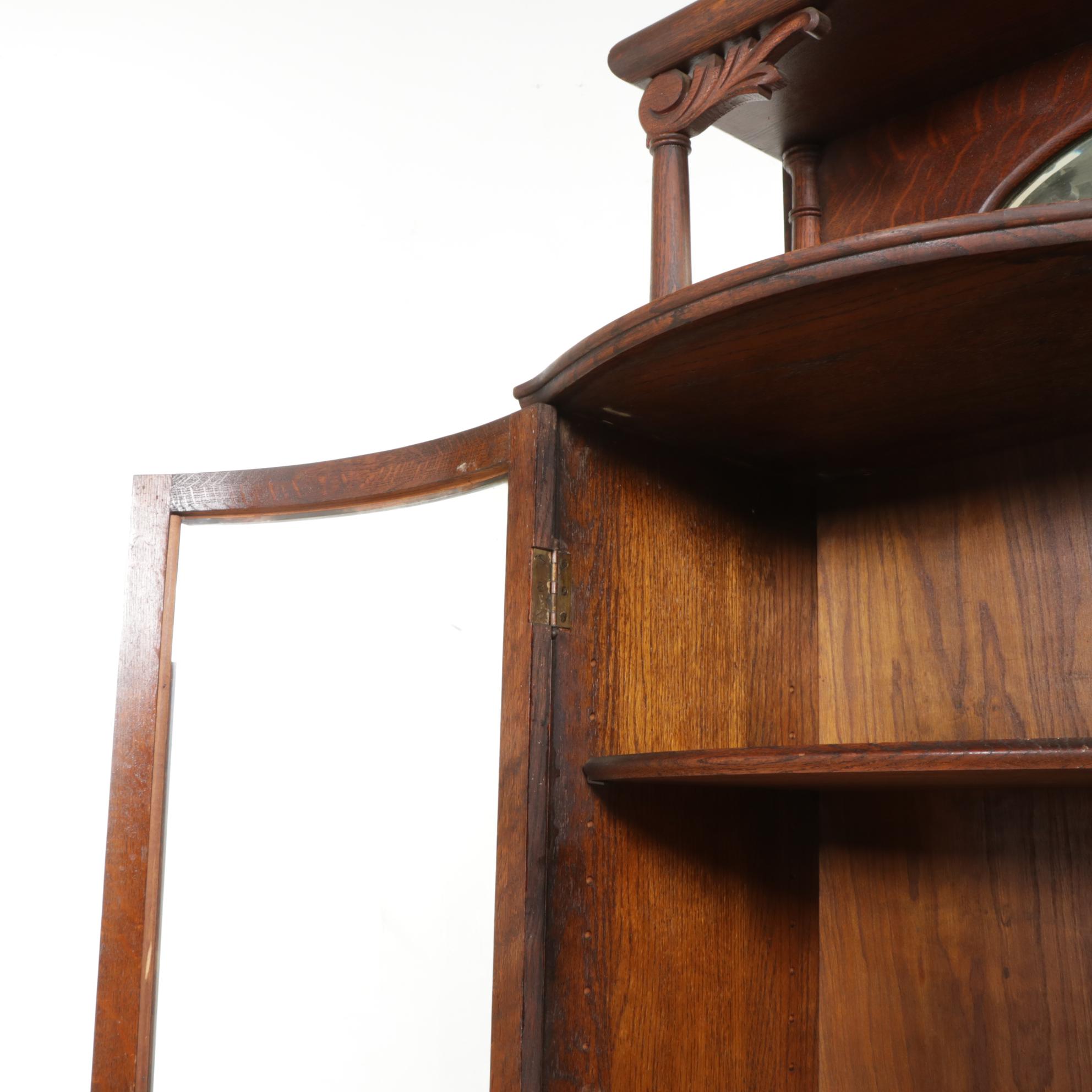 Larkin Co. Late Victorian Oak Mirrored Side-By-Side Secretary Bookcase