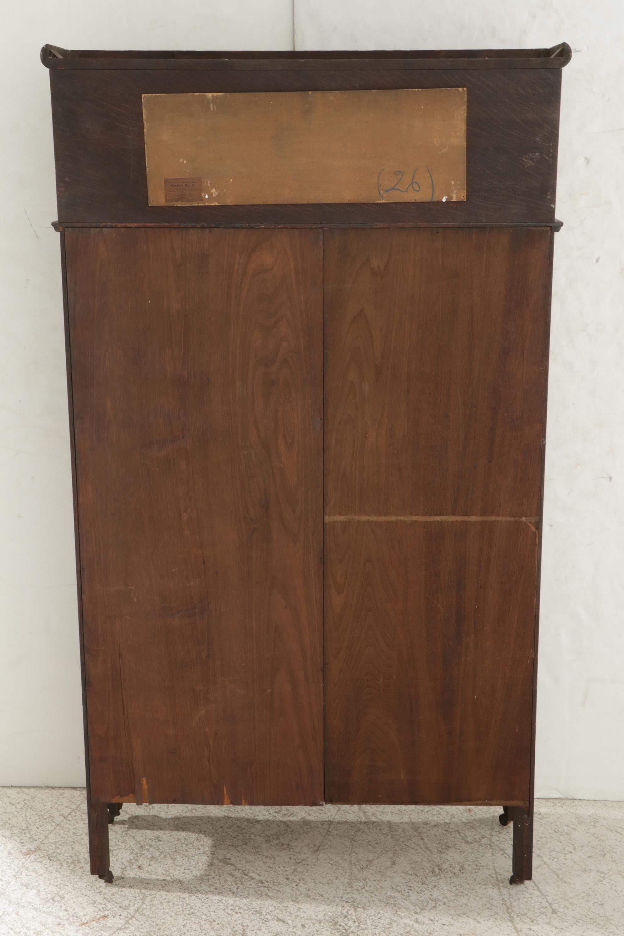 Larkin Co. Late Victorian Oak Mirrored Side-By-Side Secretary Bookcase