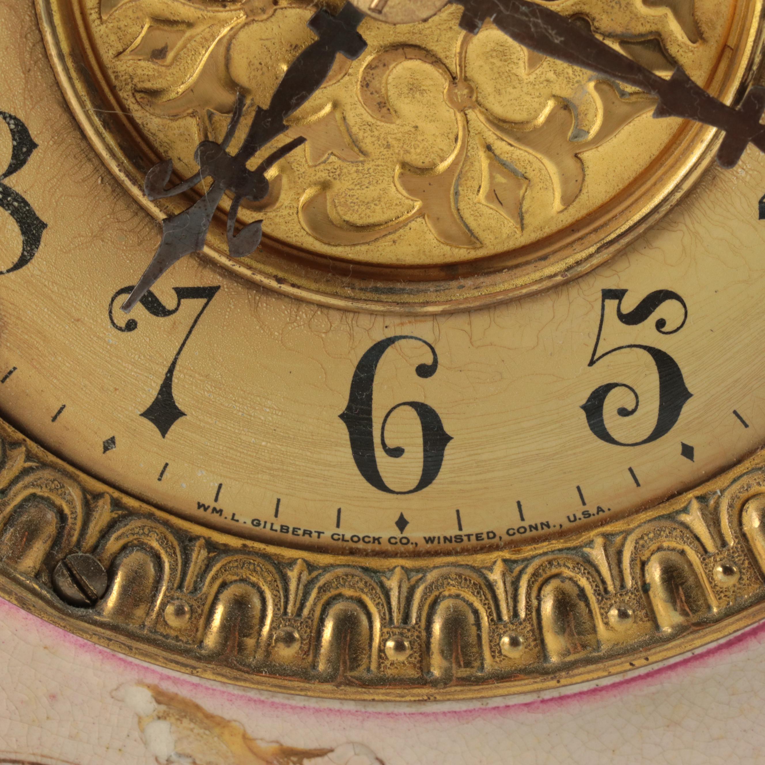 William L. Gilbert Clock Company Porcelain Mantel Clock, Late 19th/Early 20th