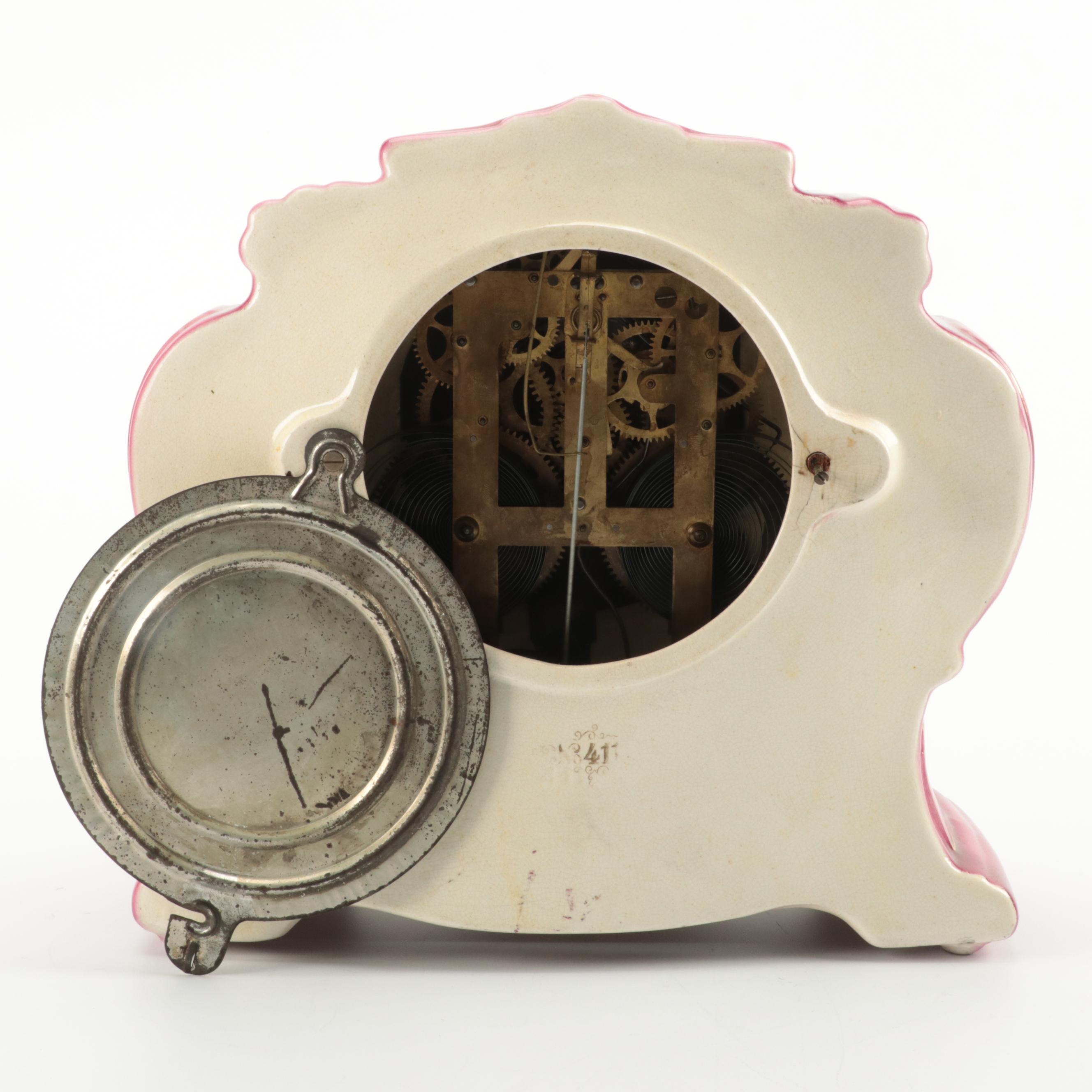 William L. Gilbert Clock Company Porcelain Mantel Clock, Late 19th/Early 20th