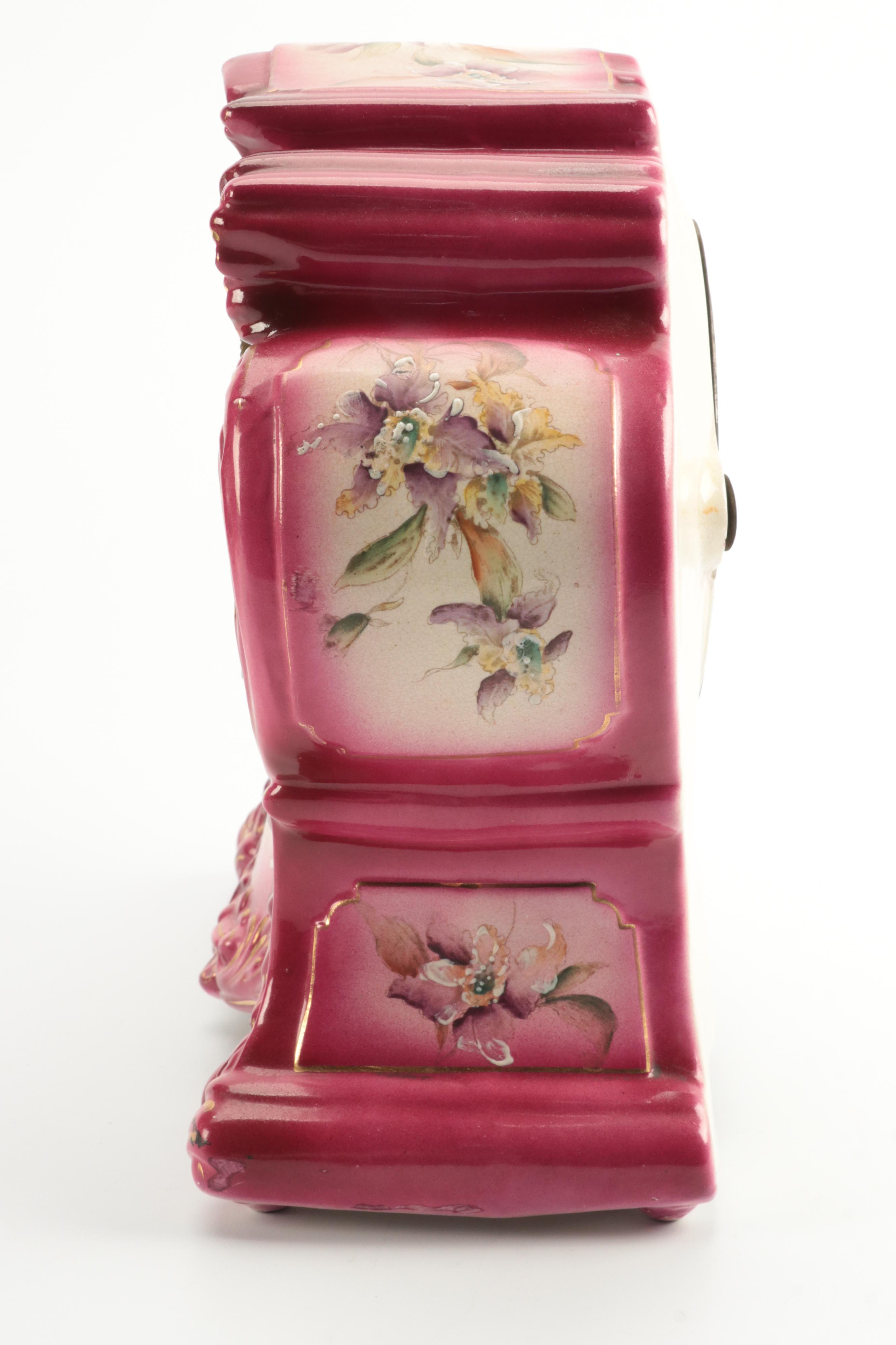 William L. Gilbert Clock Company Porcelain Mantel Clock, Late 19th/Early 20th