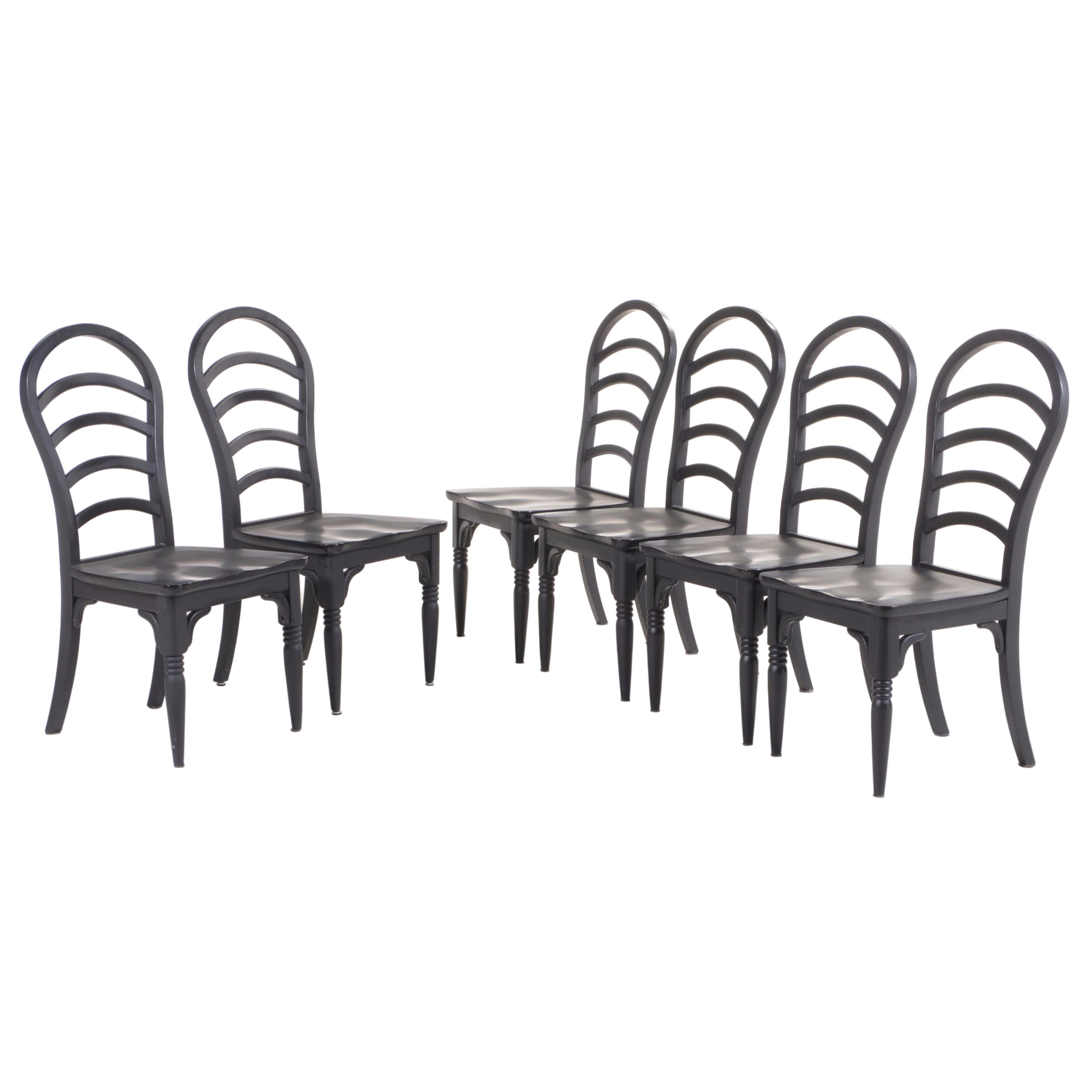 Thomasville Ebonized Wood and Glass Top Dinette Table and Side Chairs