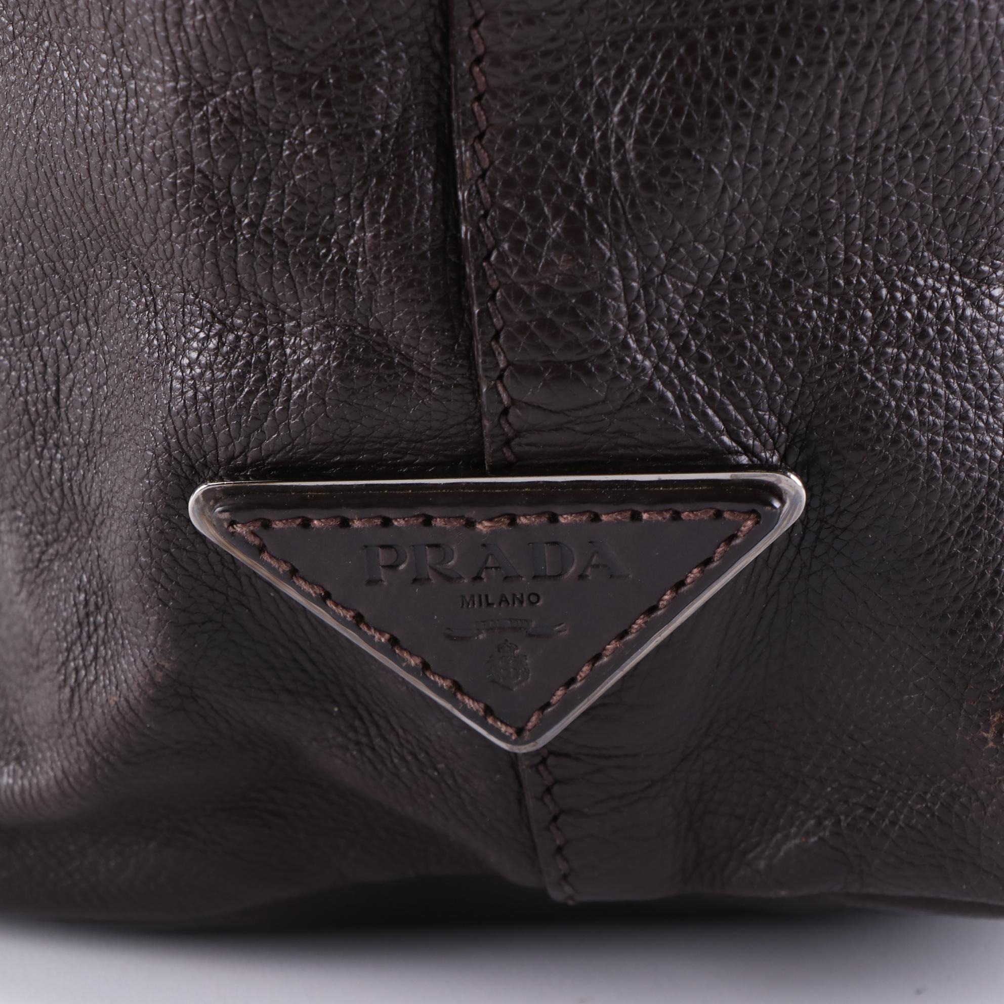 Prada Large Two-Way Soft Tote in Cervo Leather