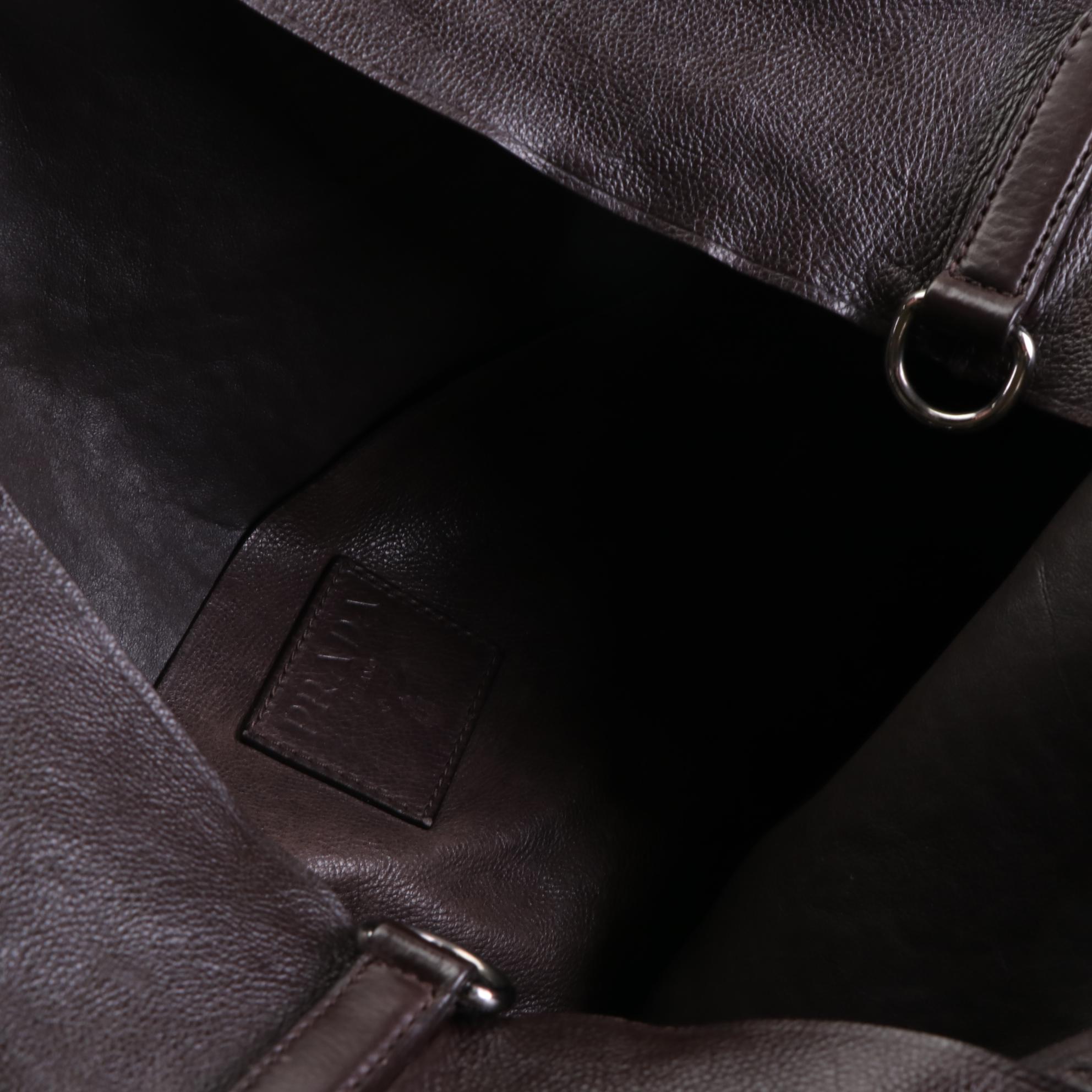 Prada Large Two-Way Soft Tote in Cervo Leather