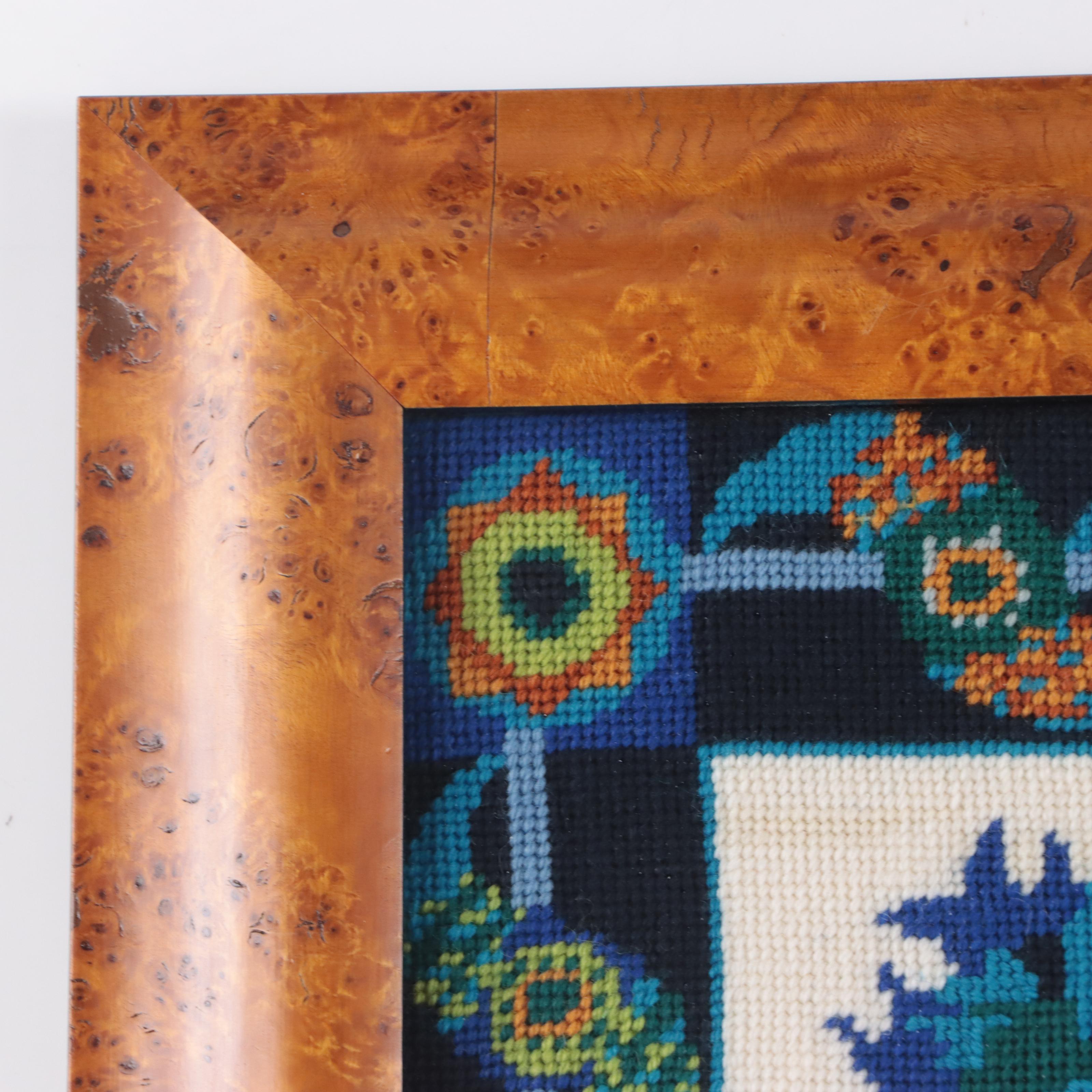 Floral Still Life Needlepoint Wall Hanging, Late 20th Century