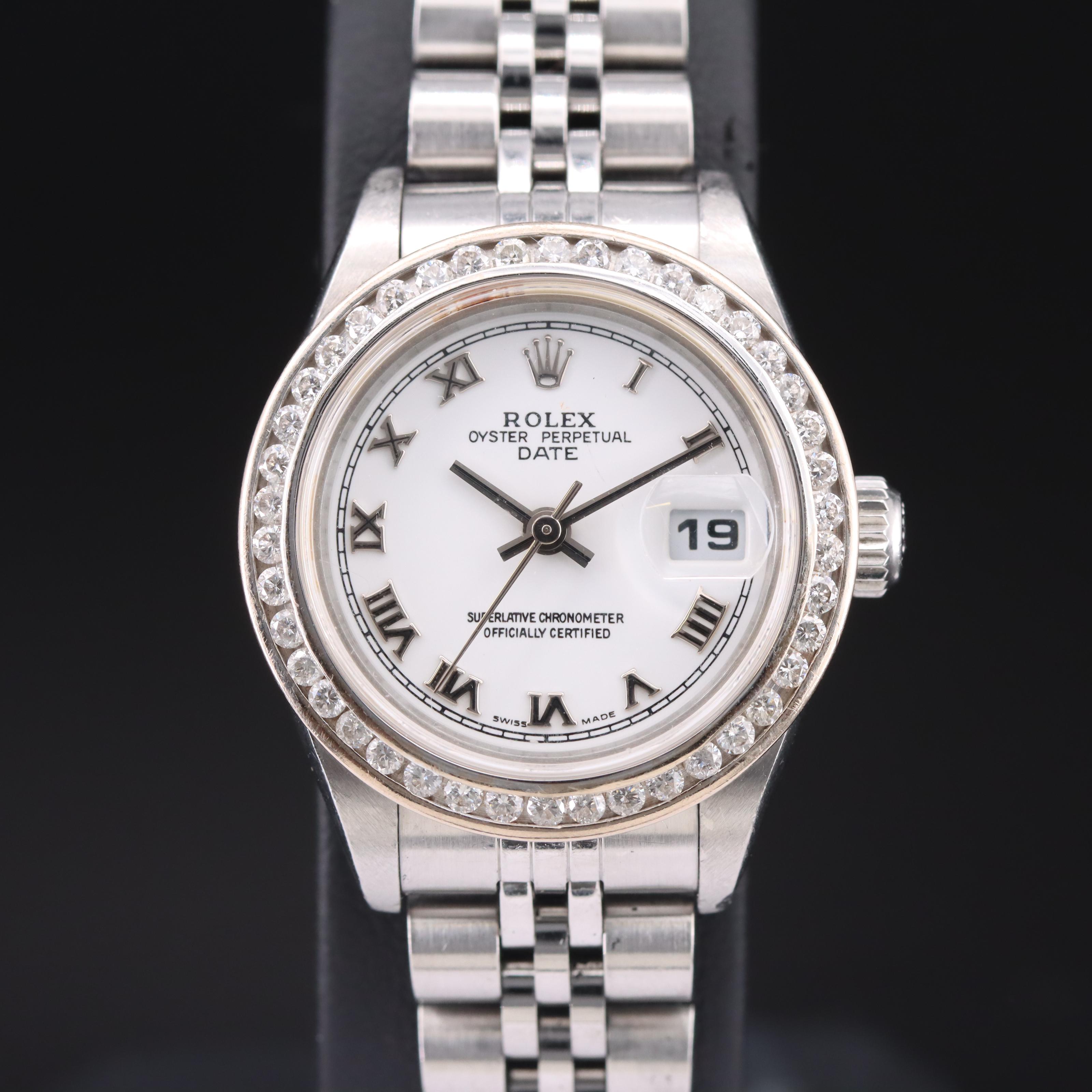 2004 Rolex Oyster Perpetual Date Custom Diamond Watch